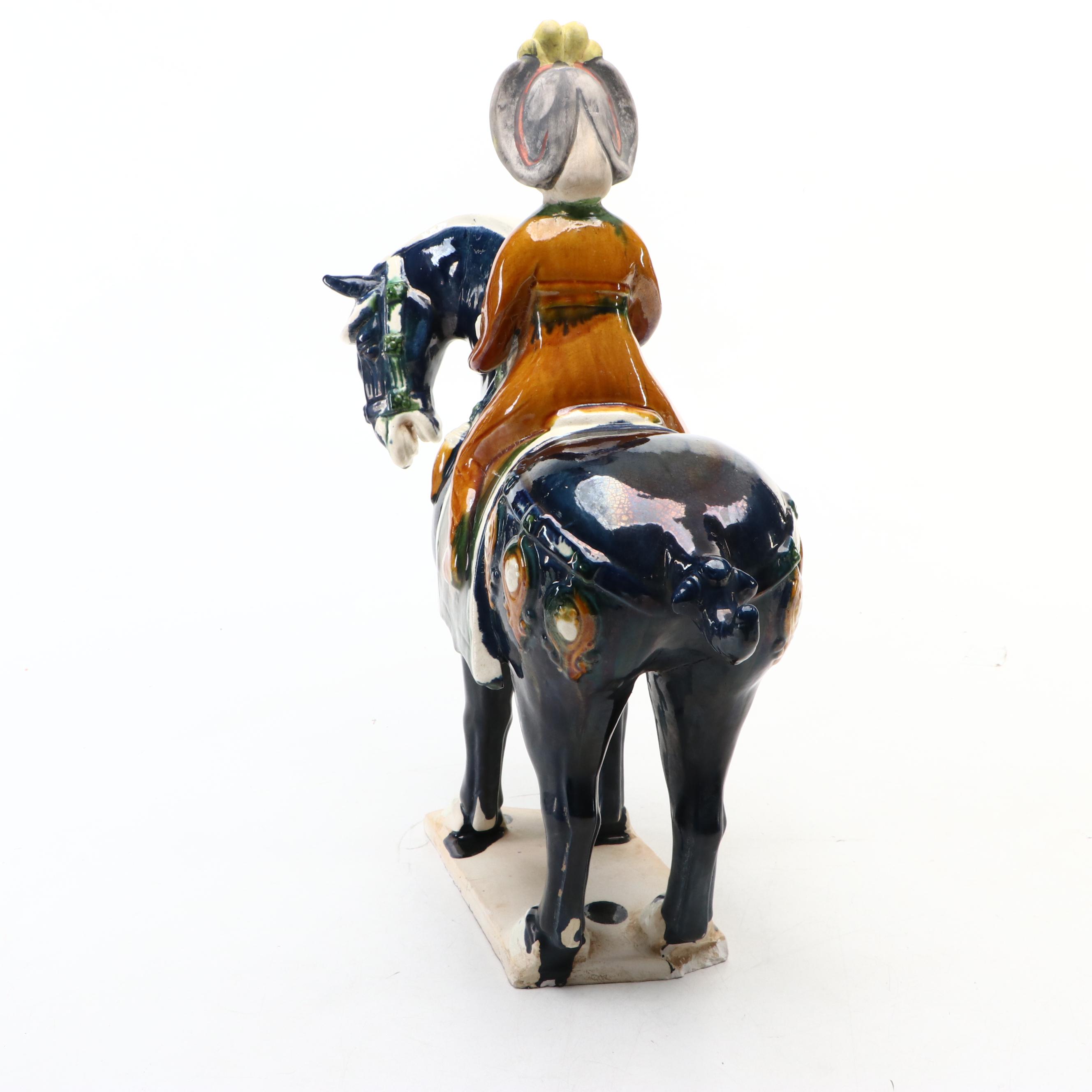 Beijing Clay Figure Ltd. Sancai Ware Ceramic Horse and Rider