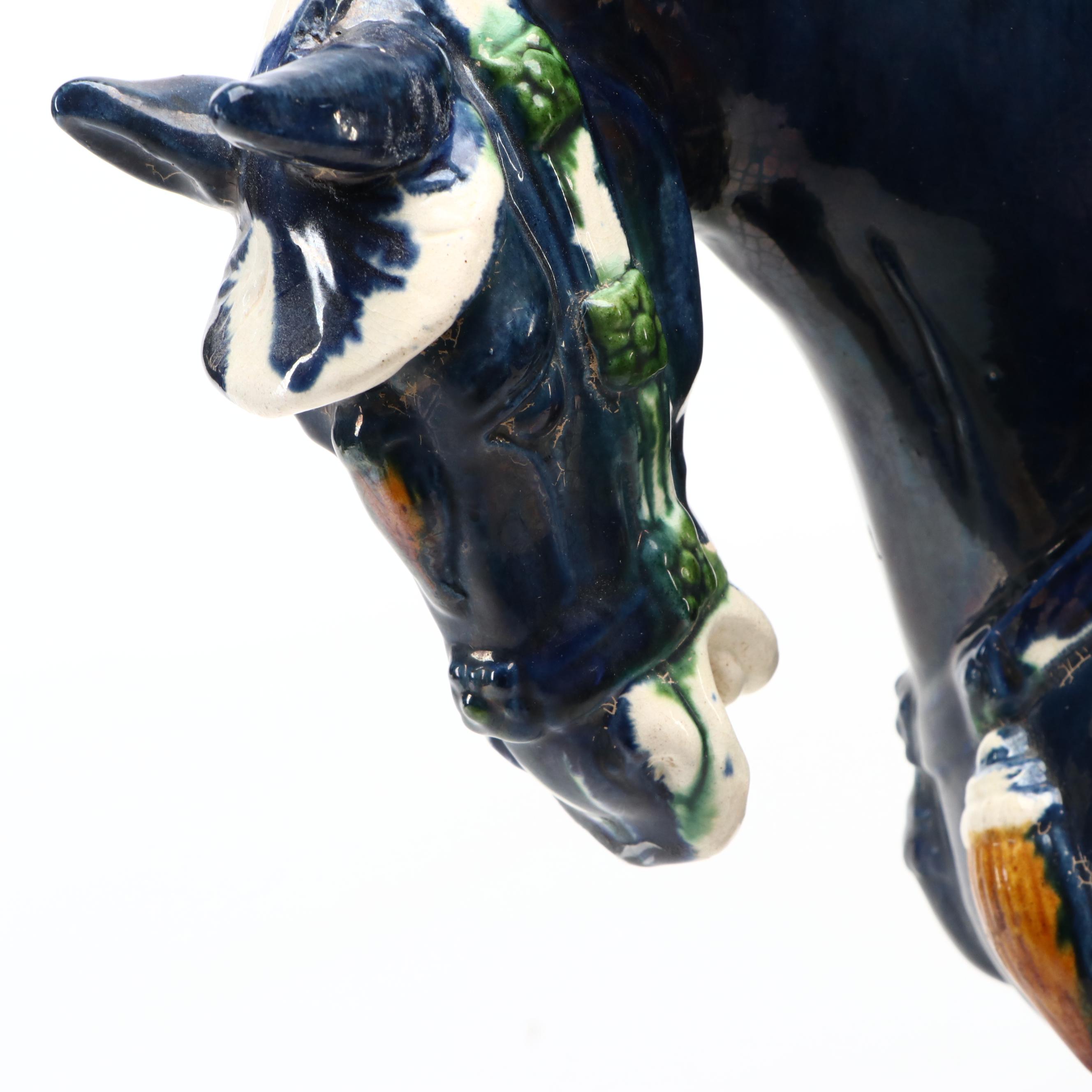 Beijing Clay Figure Ltd. Sancai Ware Ceramic Horse and Rider