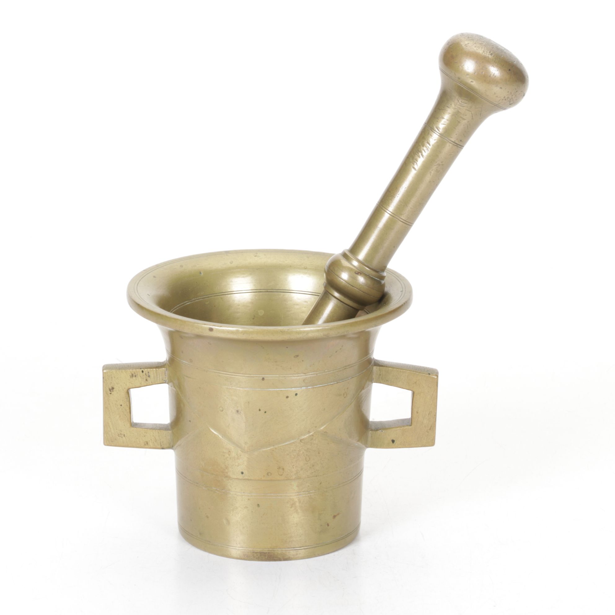 Solid Brass Mortar & Pestle, Early to Mid-20th Century
