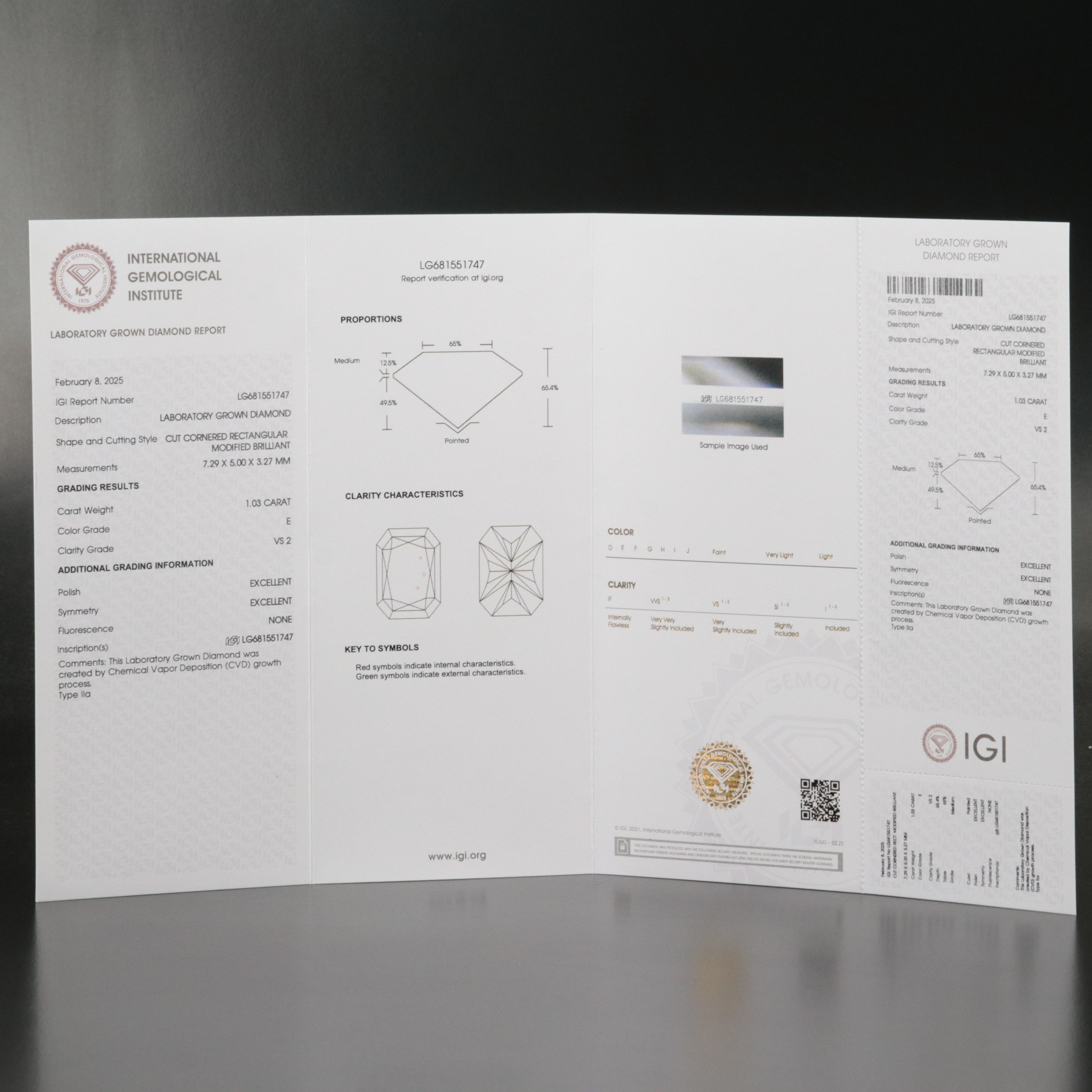 Loose 1.03 CT Lab Grown Diamond with IGI Report