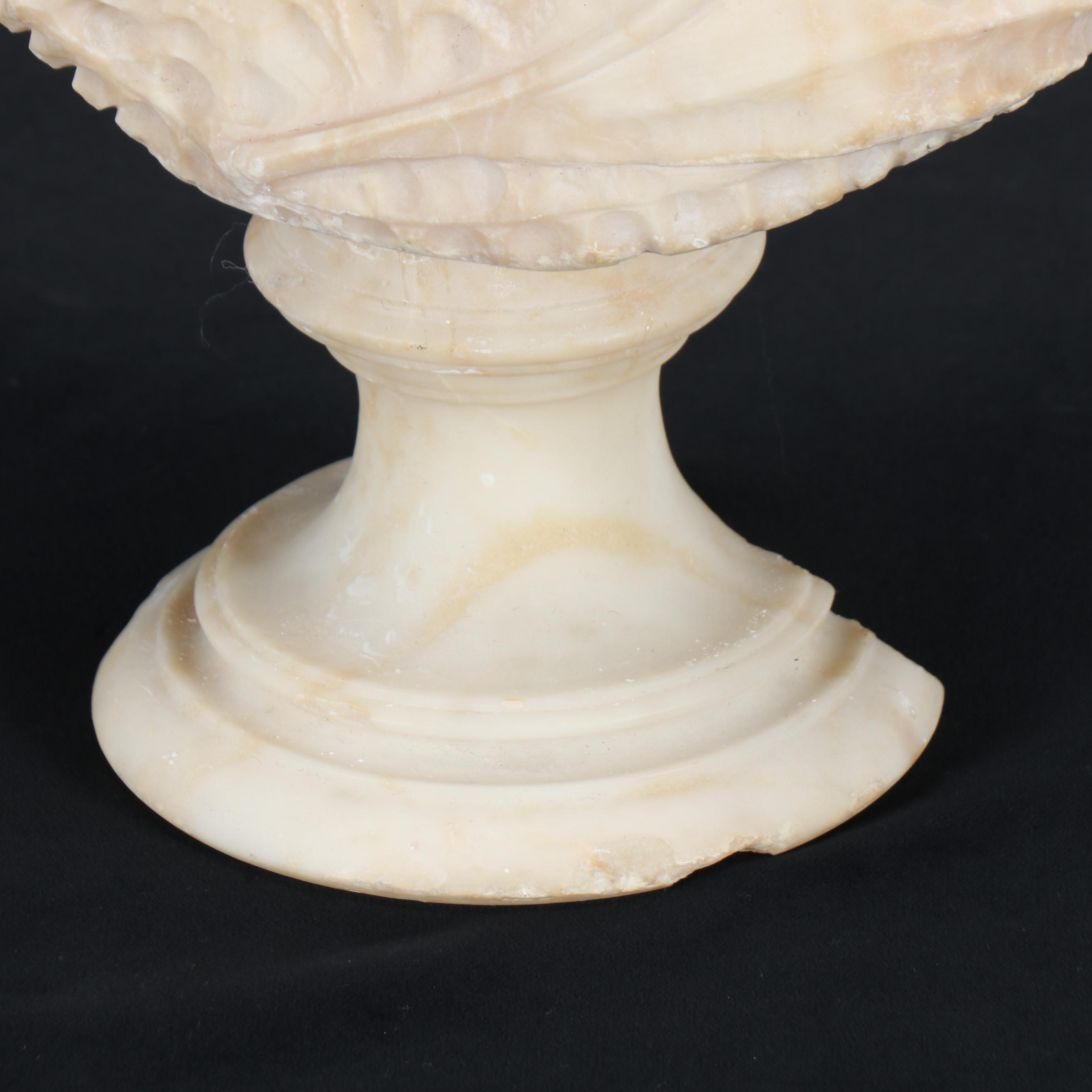 Alabaster Bust of Woman in Bonnet