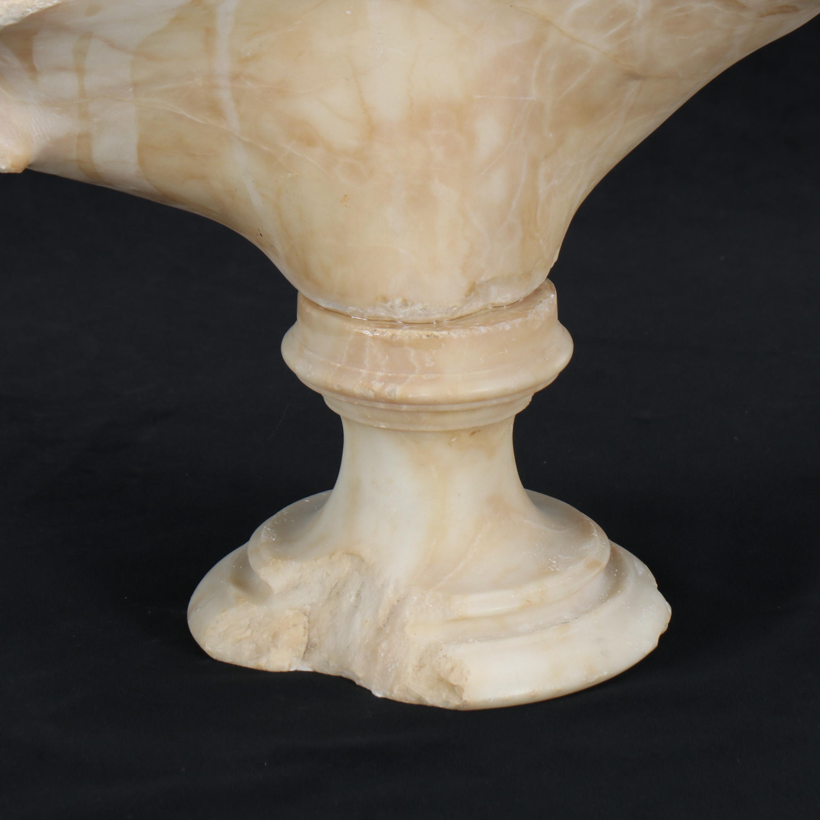 Alabaster Bust of Woman in Bonnet