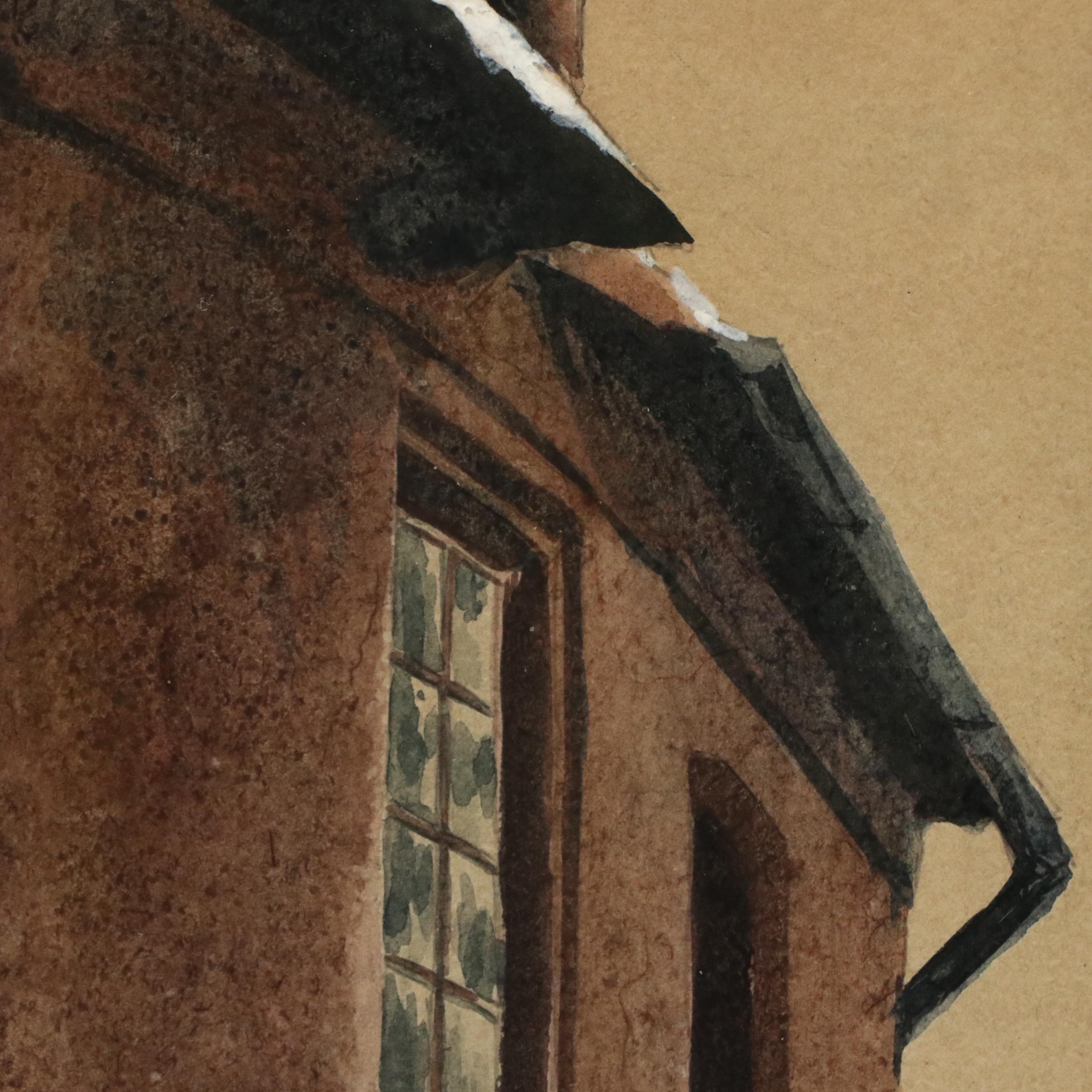 Hugo Von Hofston Gouache Painting of Military Street Scene, 1886