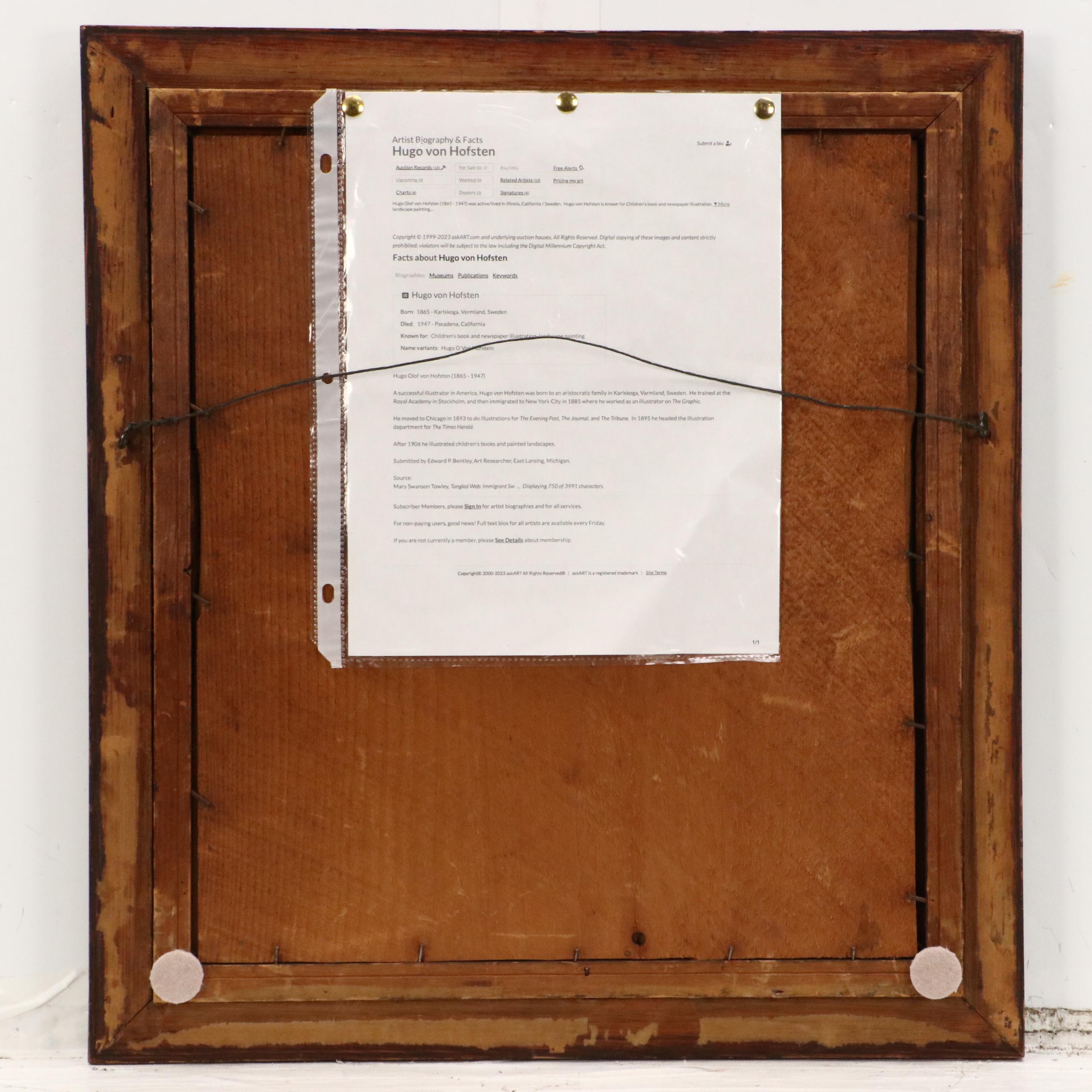 Hugo Von Hofston Gouache Painting of Military Street Scene, 1886