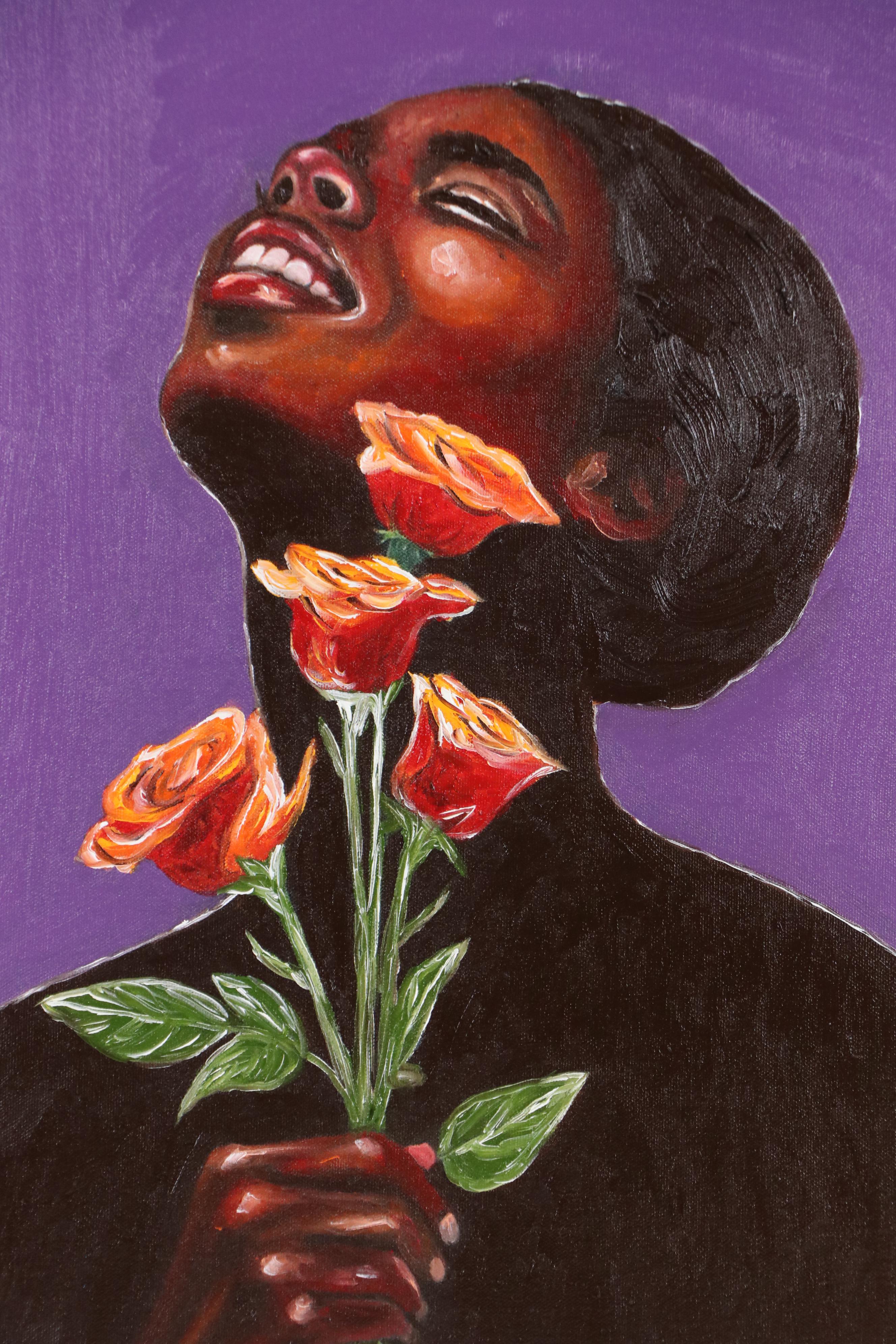 Oluwakemi Omowaire Oil Portrait "The Radiant Lady.", 21st Century