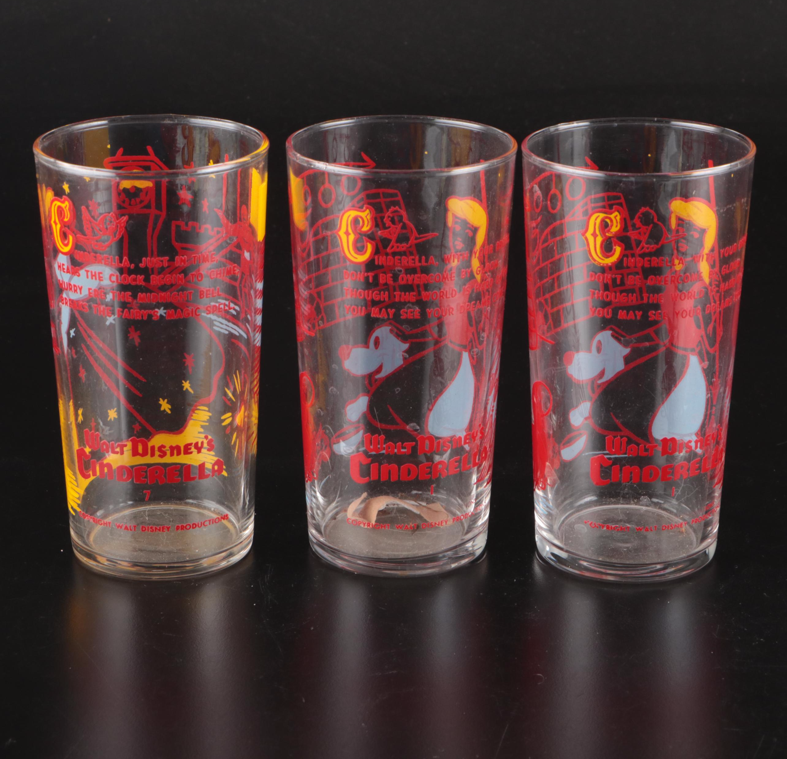 Libbey Disney's Cinderella and Federal Li'l Abner Glass Tumblers