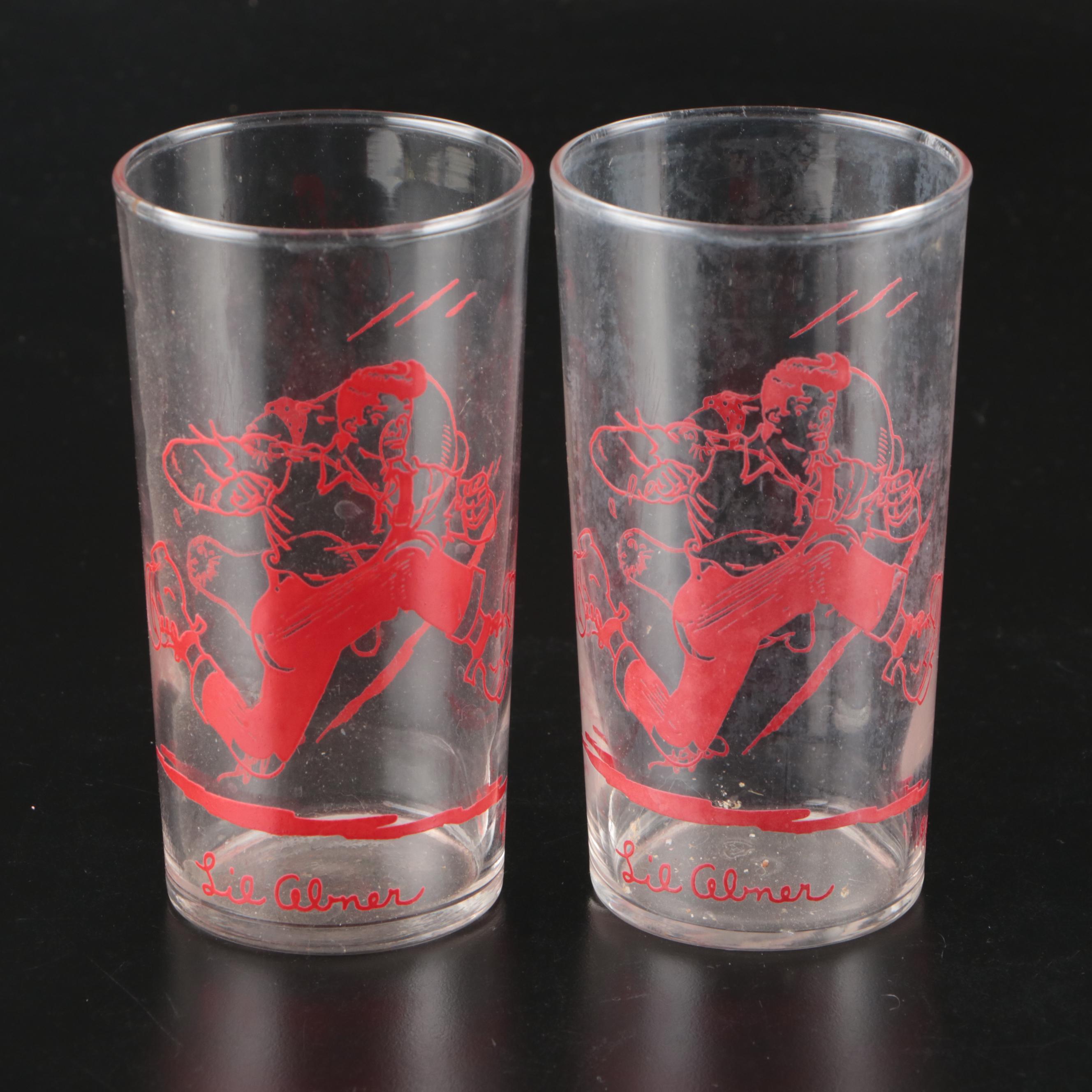 Libbey Disney's Cinderella and Federal Li'l Abner Glass Tumblers