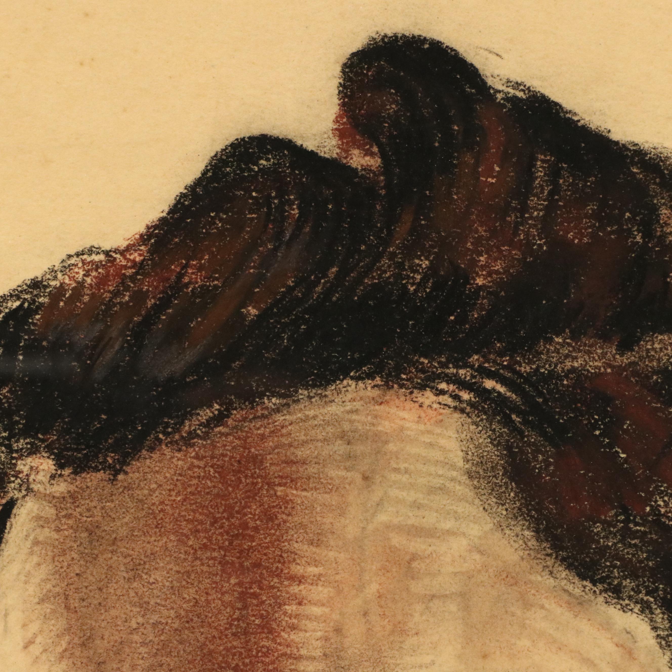 Robert H. Whitmore Oil Pastel Portrait of Young Woman, 20th Century