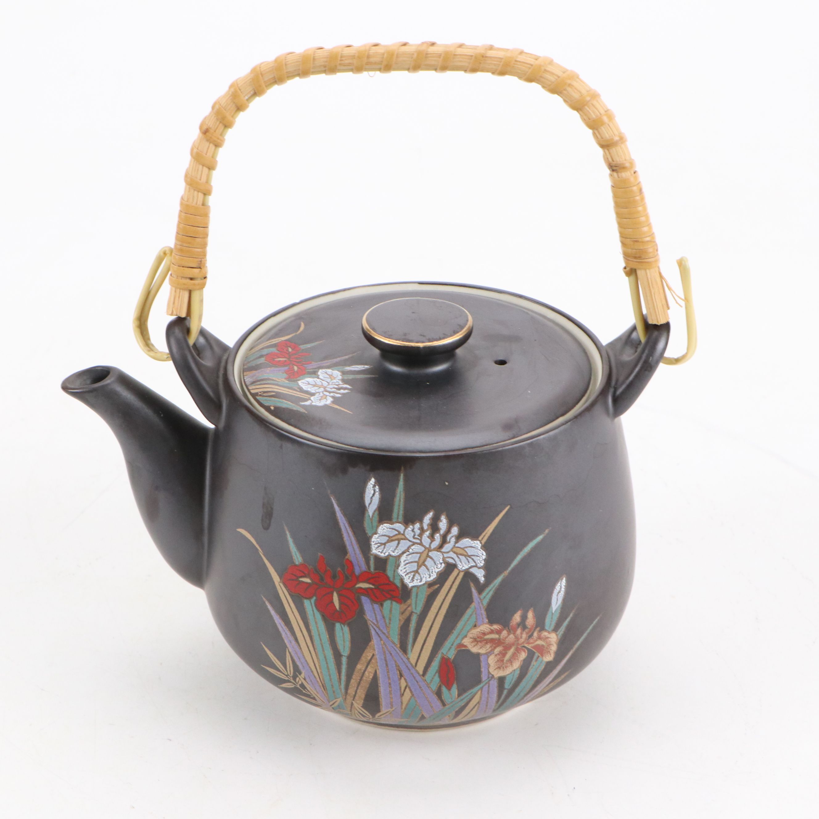 Thai Carved Wooden Spirit House, Japanese Porcelain Teapot, and Porcelain Vase