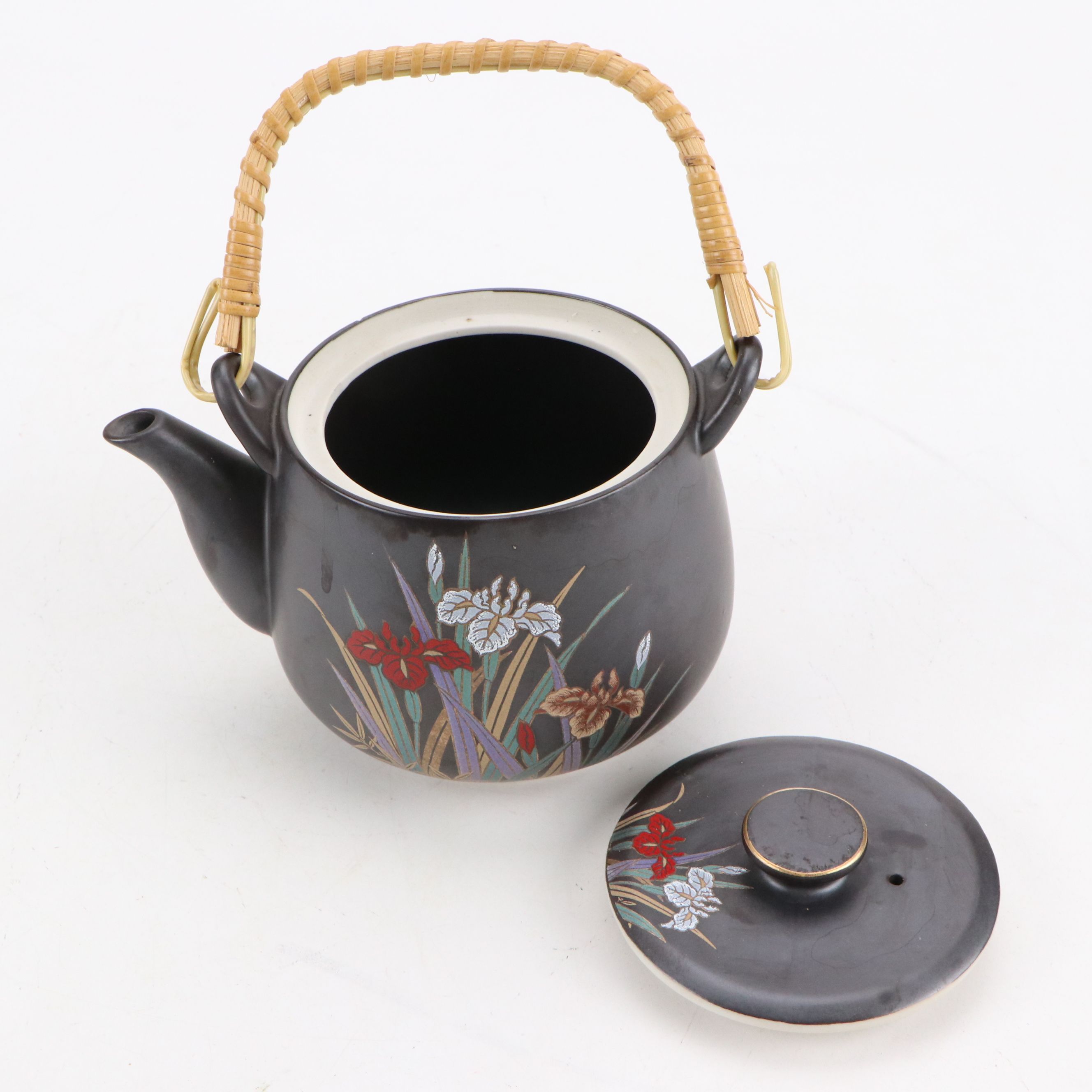 Thai Carved Wooden Spirit House, Japanese Porcelain Teapot, and Porcelain Vase