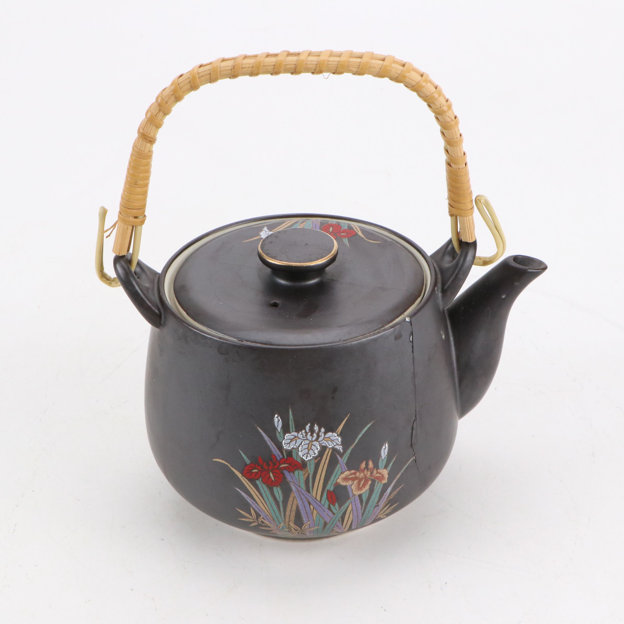 Thai Carved Wooden Spirit House, Japanese Porcelain Teapot, and Porcelain Vase