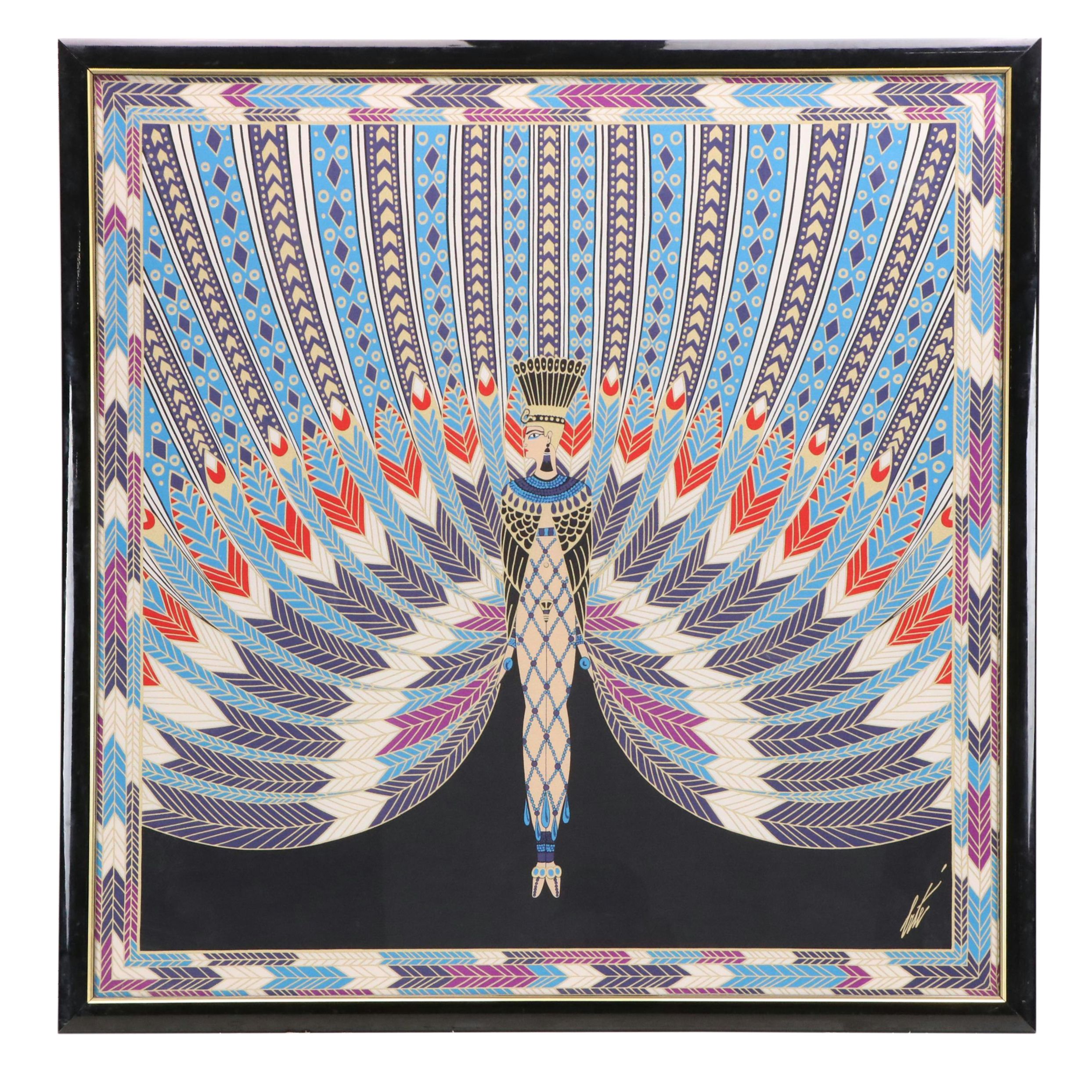 Printed Silk Scarf Designed by Erté "The Nile," Circa 1970