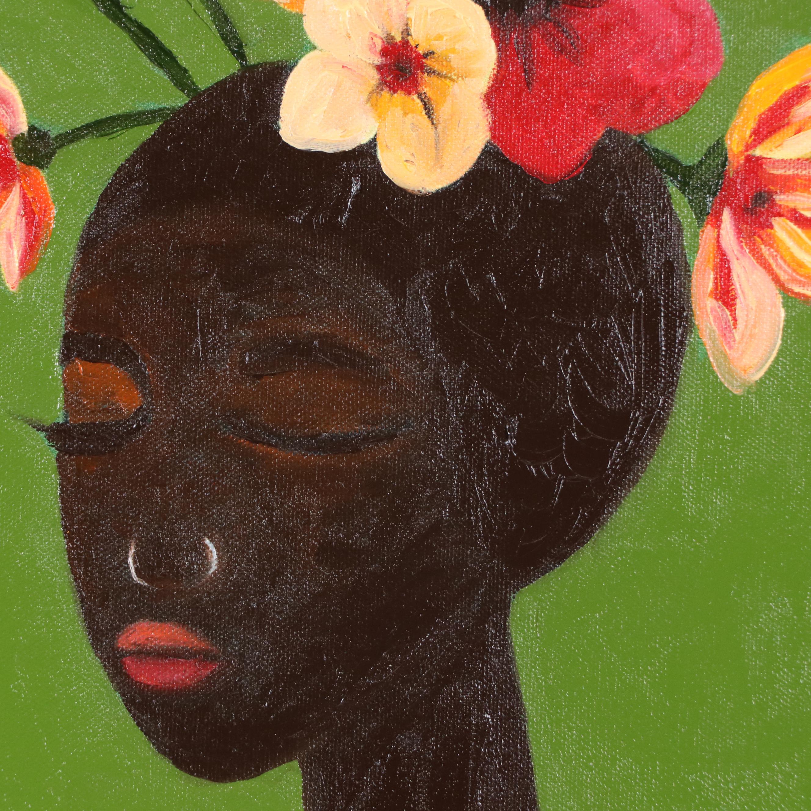 Oluwakemi Omowaire Oil Portrait "Meditation.," 21st Century