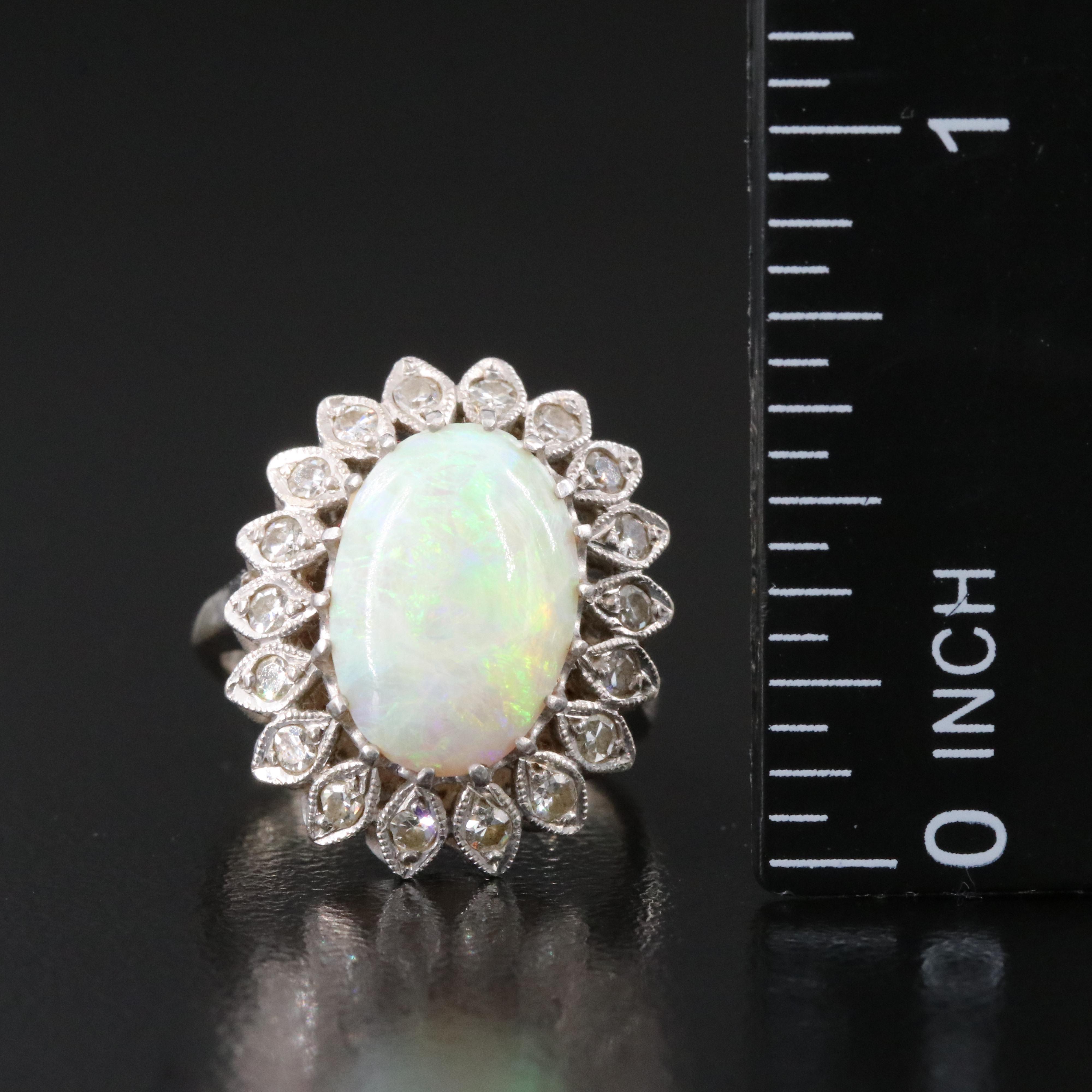 14K Vintage Opal and Diamond Ring