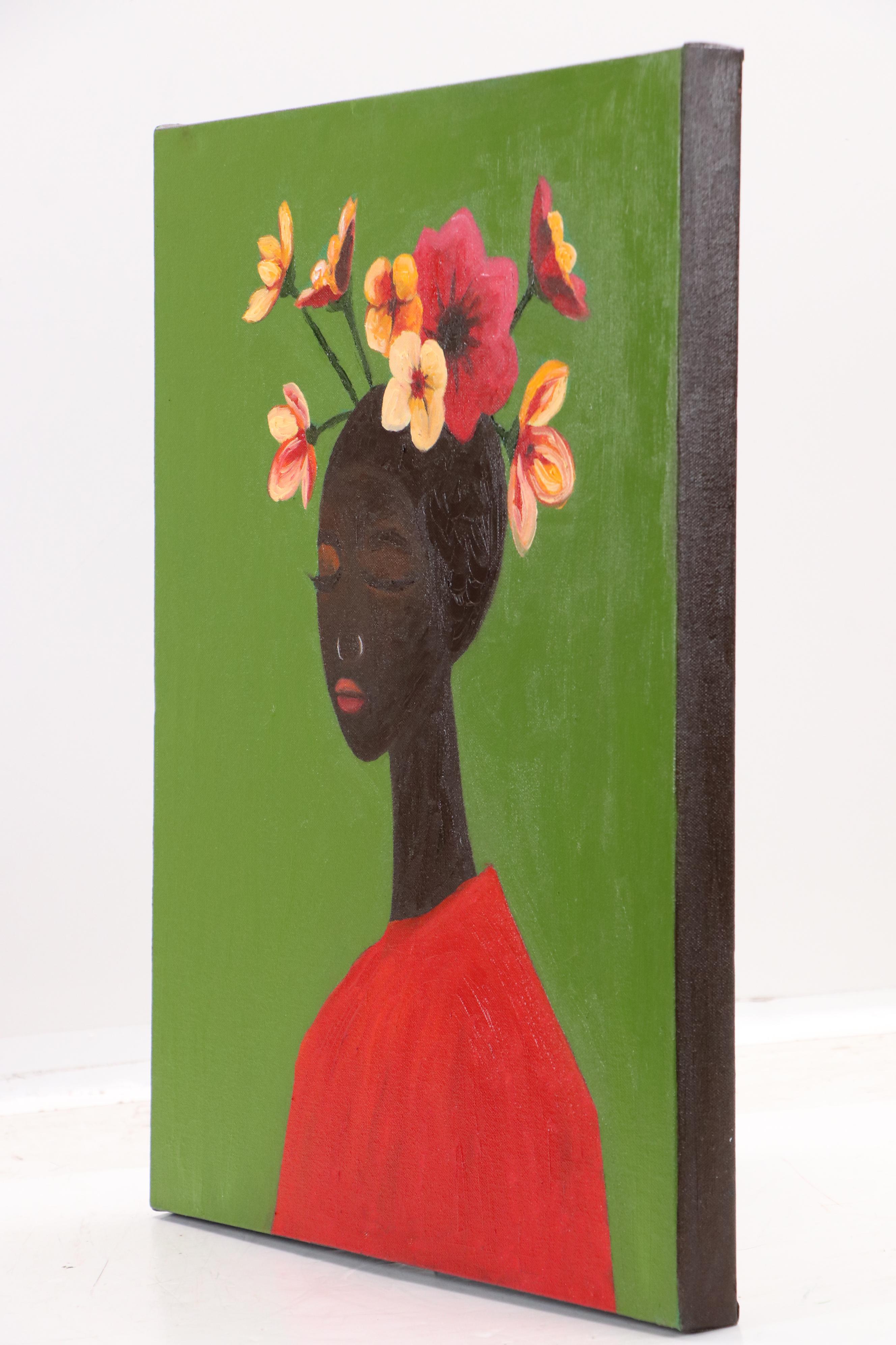 Oluwakemi Omowaire Oil Portrait "Meditation.," 21st Century