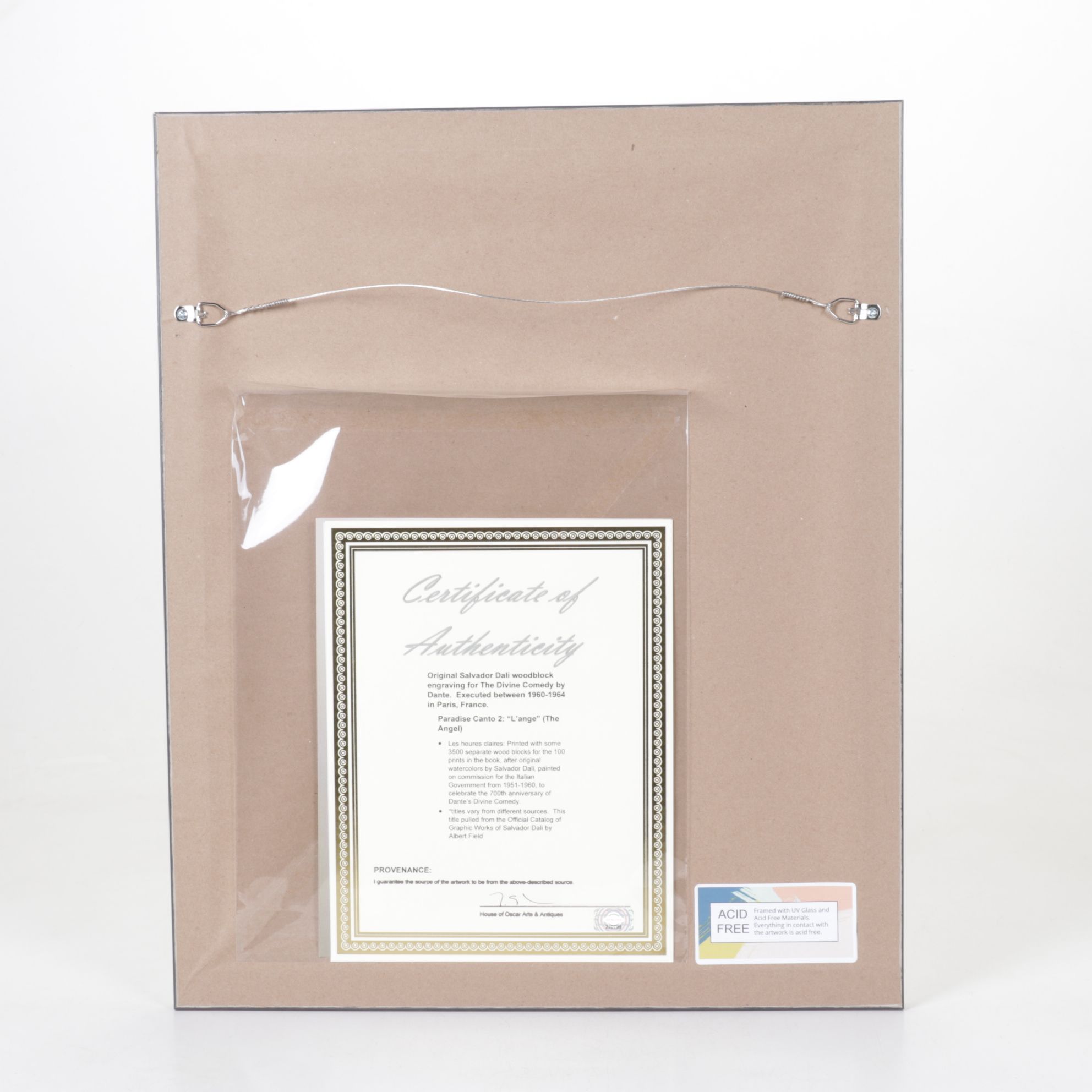 Salvador Dalí Wood Engraving "L'ange", 1964