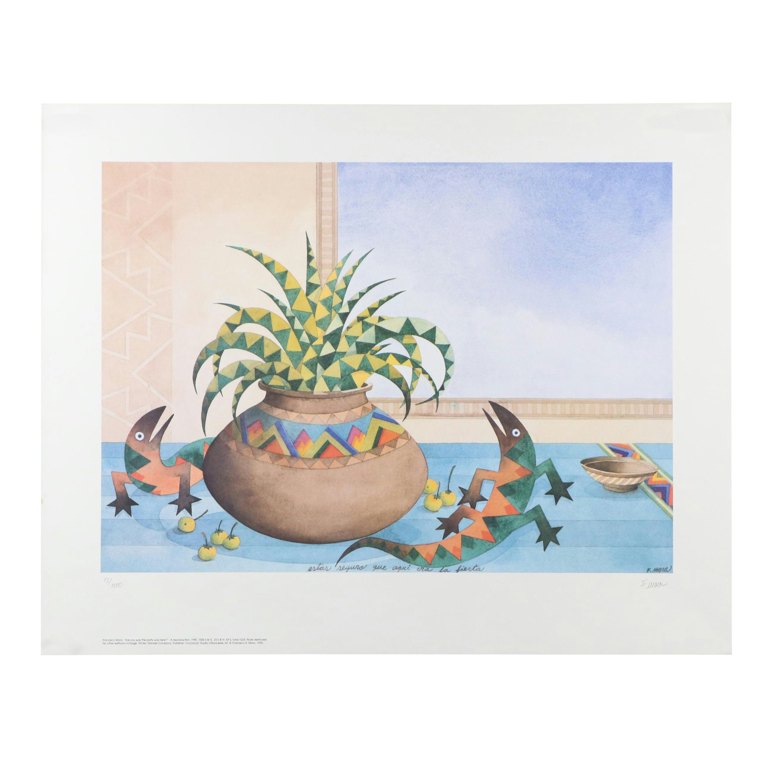 Francisco Mora Offset Lithograph "Are You Sure the Party Was Here," 1990