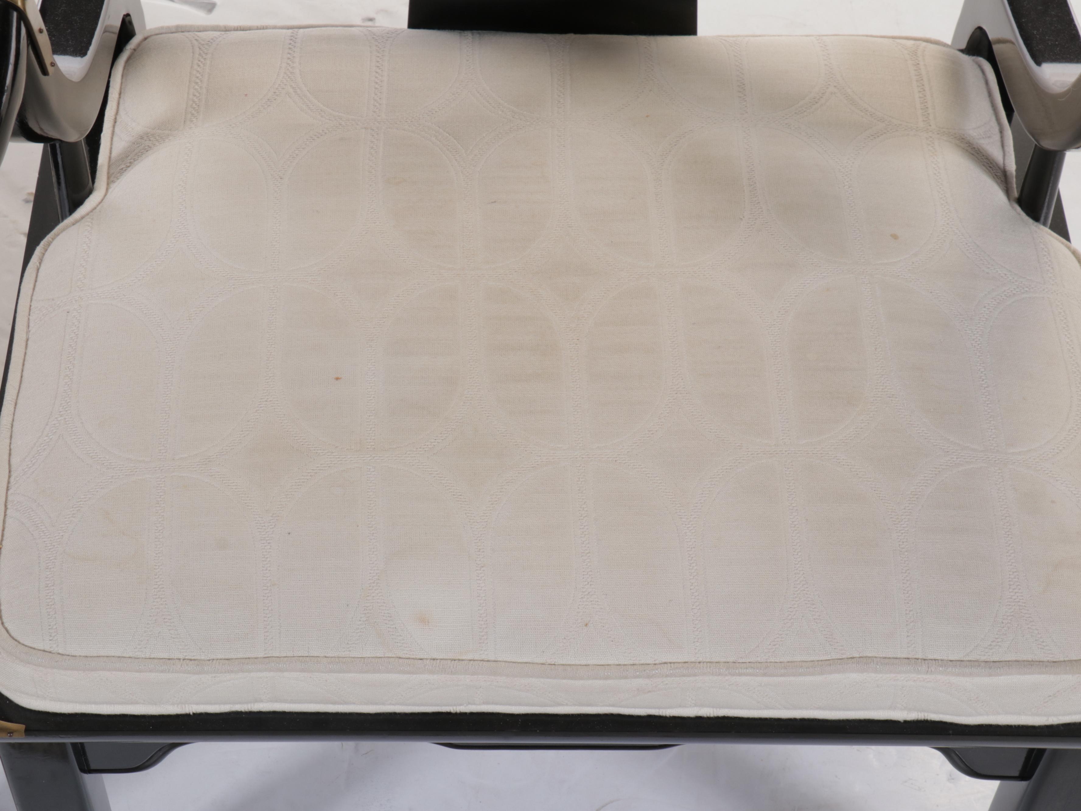 Pair of Century Chair Co. Chinese Style Black Lacquered Wood Armchairs