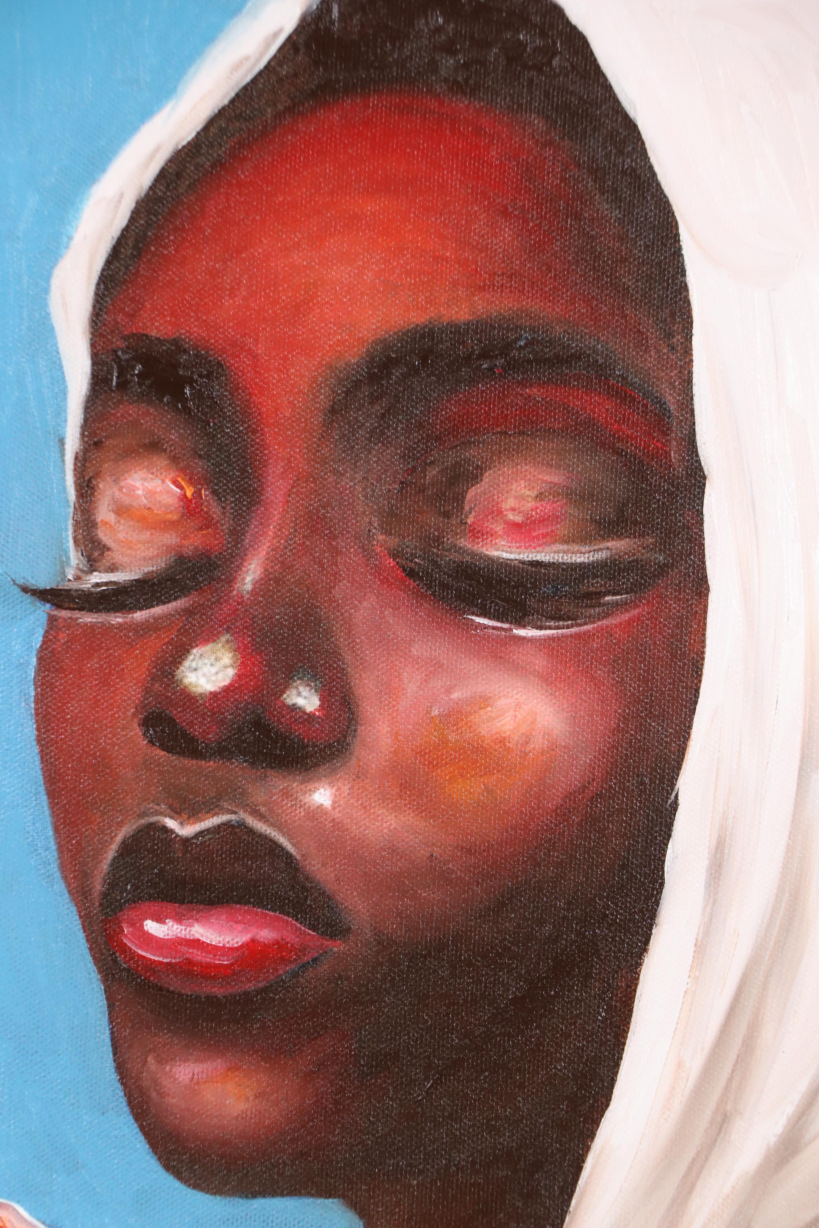 Oluwakemi Omowaire Oil Portrait "Give Me My Flowers.," 21st Century