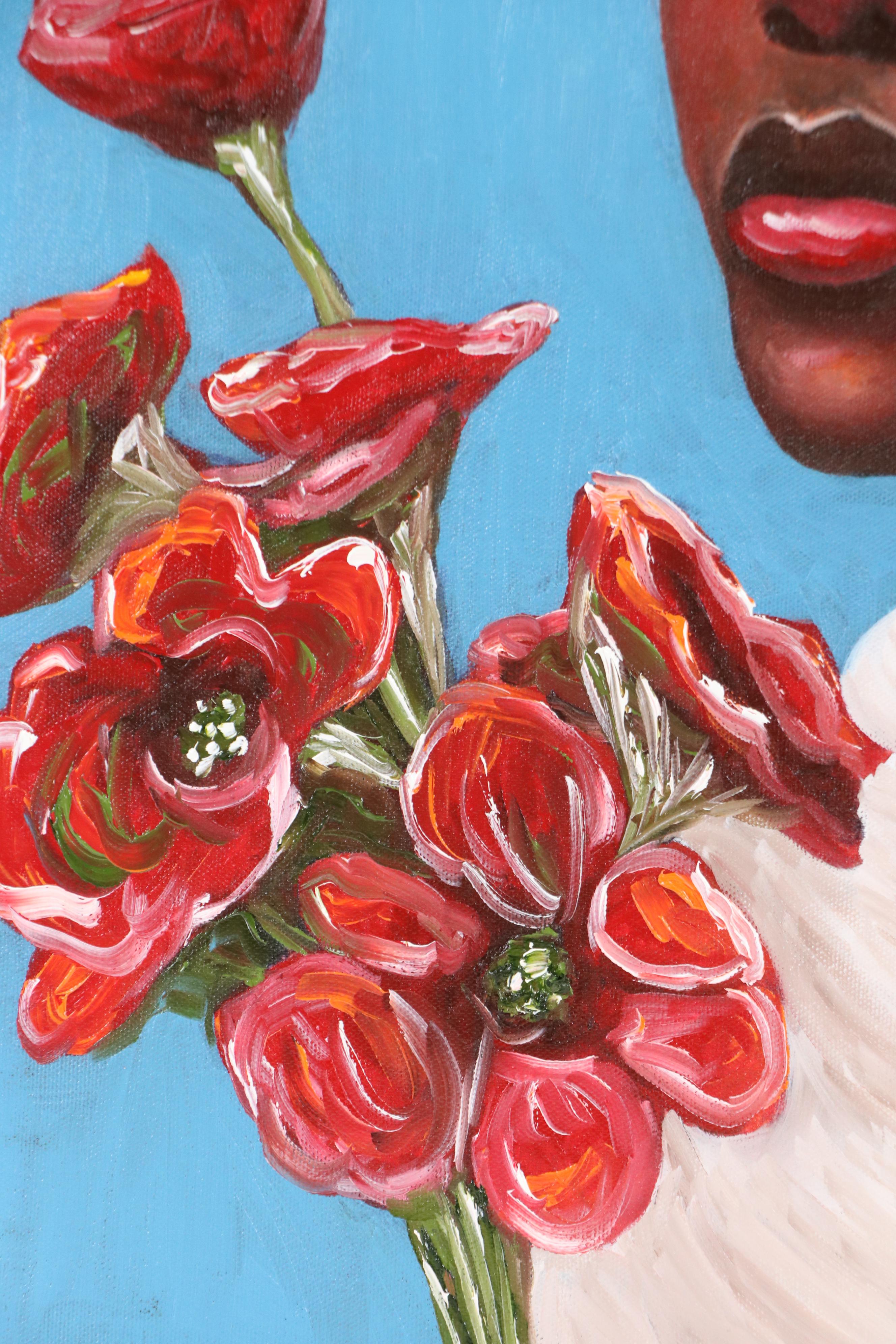 Oluwakemi Omowaire Oil Portrait "Give Me My Flowers.," 21st Century