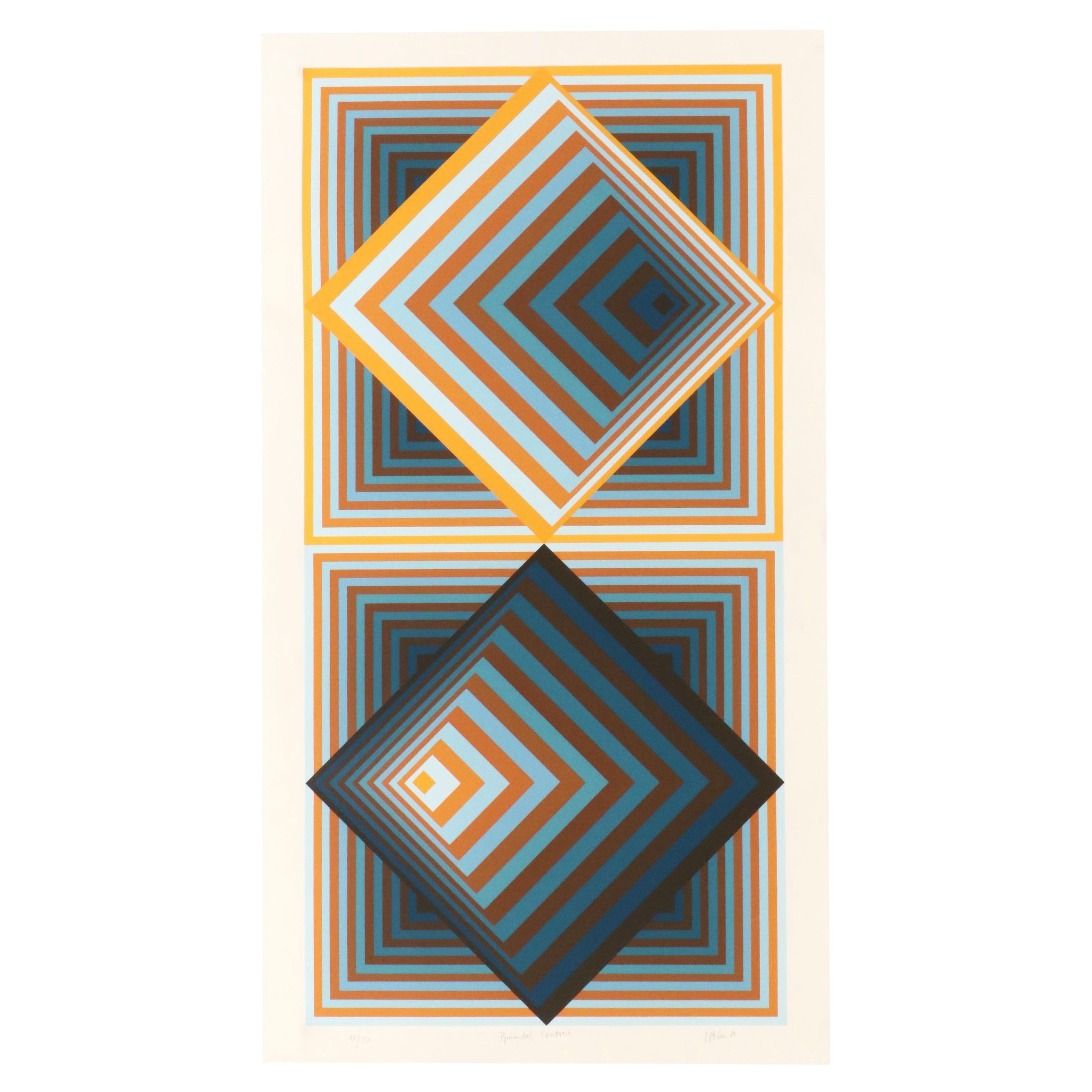 Jürgen Peters Op Art Serigraph "Pyramidal Contrast," 1981