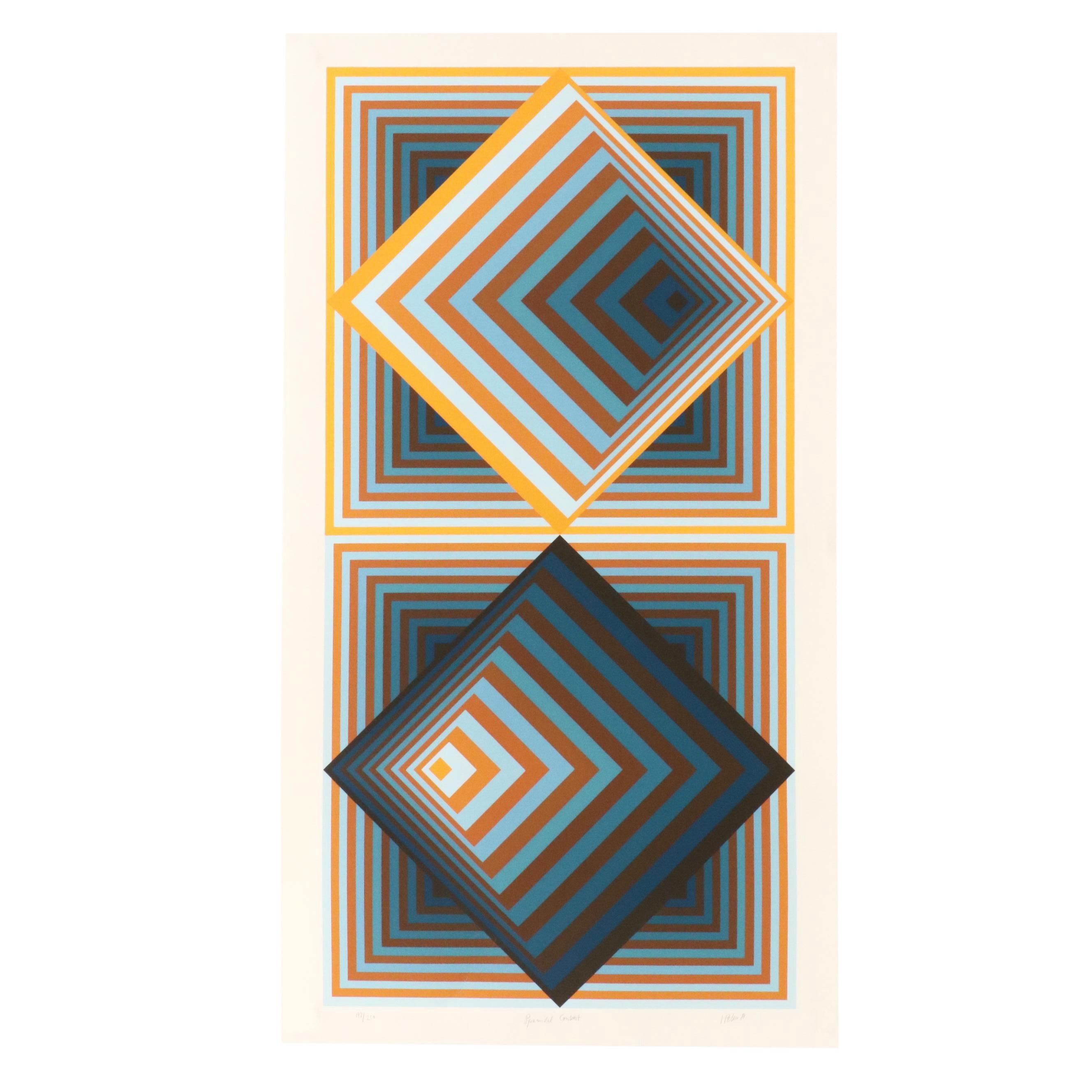 Jürgen Peters Op Art Serigraph "Pyramidal Contrast," 1981