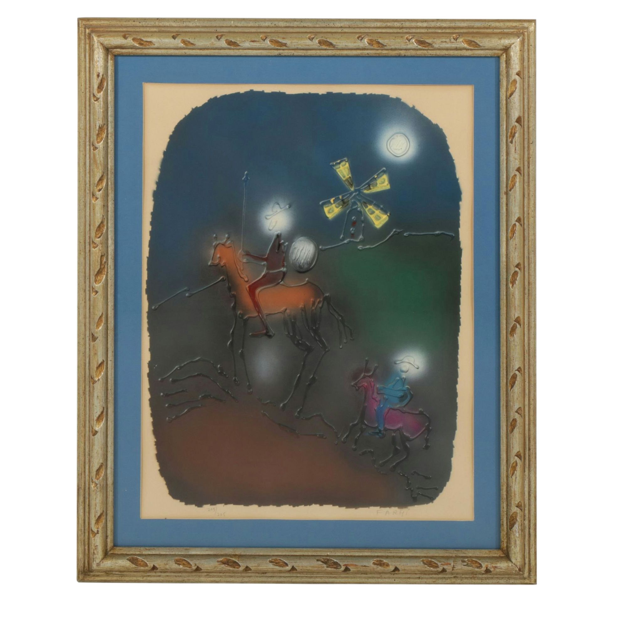 Jean-Claude Farhi Embossed Lithograph "Don Quixote", Late 20th Century