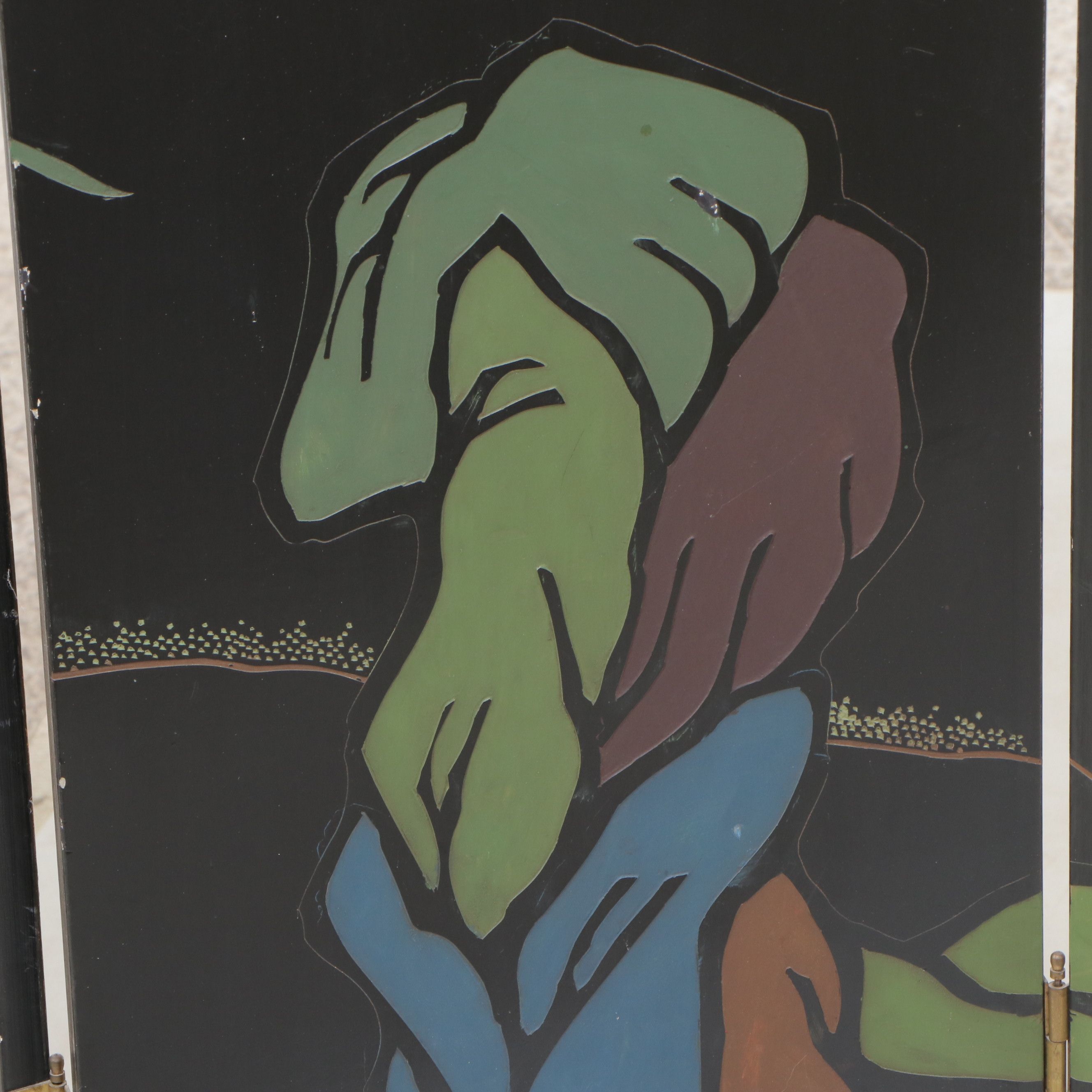 Chinese Parcel-Gilt Lacquered Wood Four-Panel Room Screen