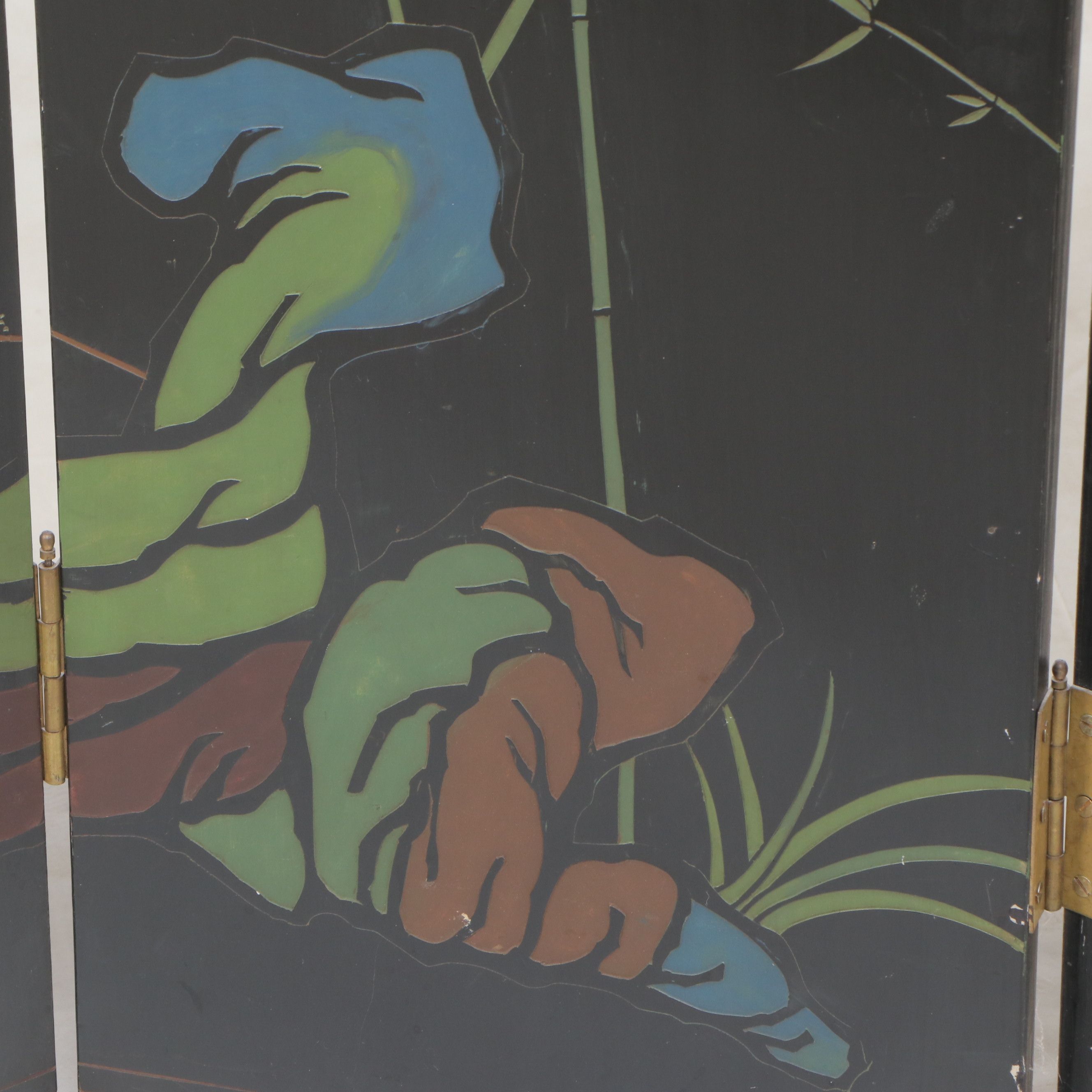 Chinese Parcel-Gilt Lacquered Wood Four-Panel Room Screen