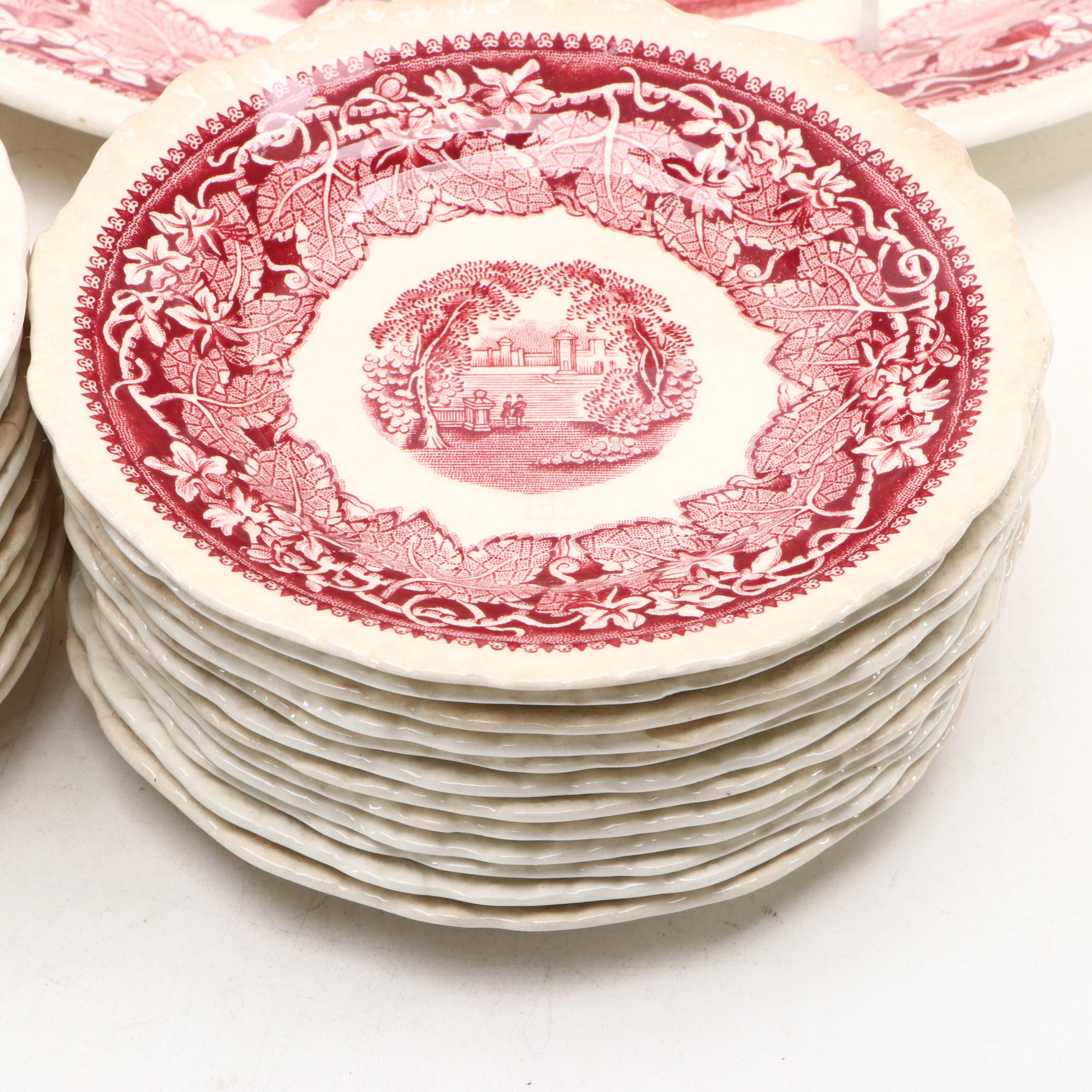 Mason's "Vista" Pink Ironstone China Dinnerware, Mid-20th Century