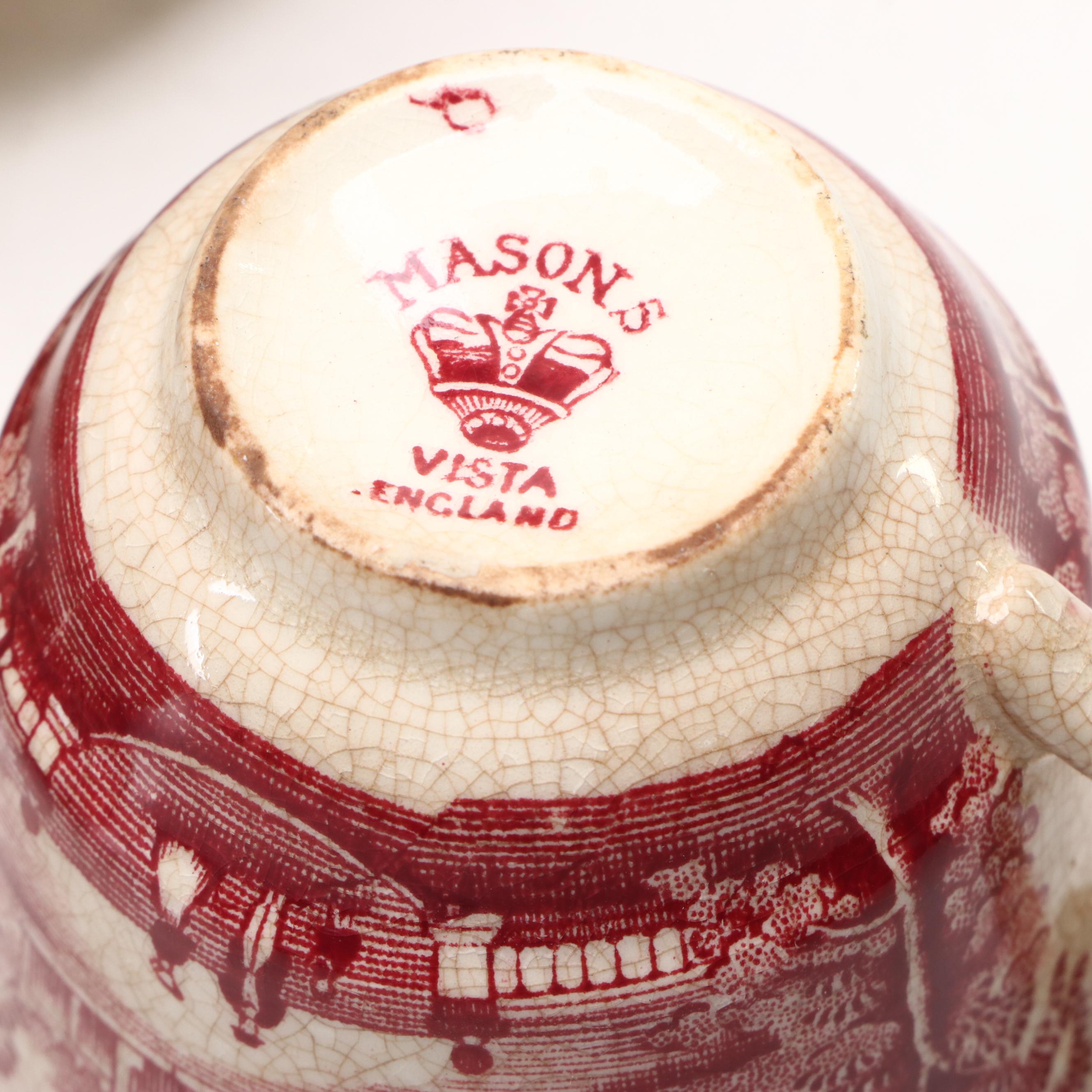 Mason's "Vista" Pink Ironstone China Dinnerware, Mid-20th Century