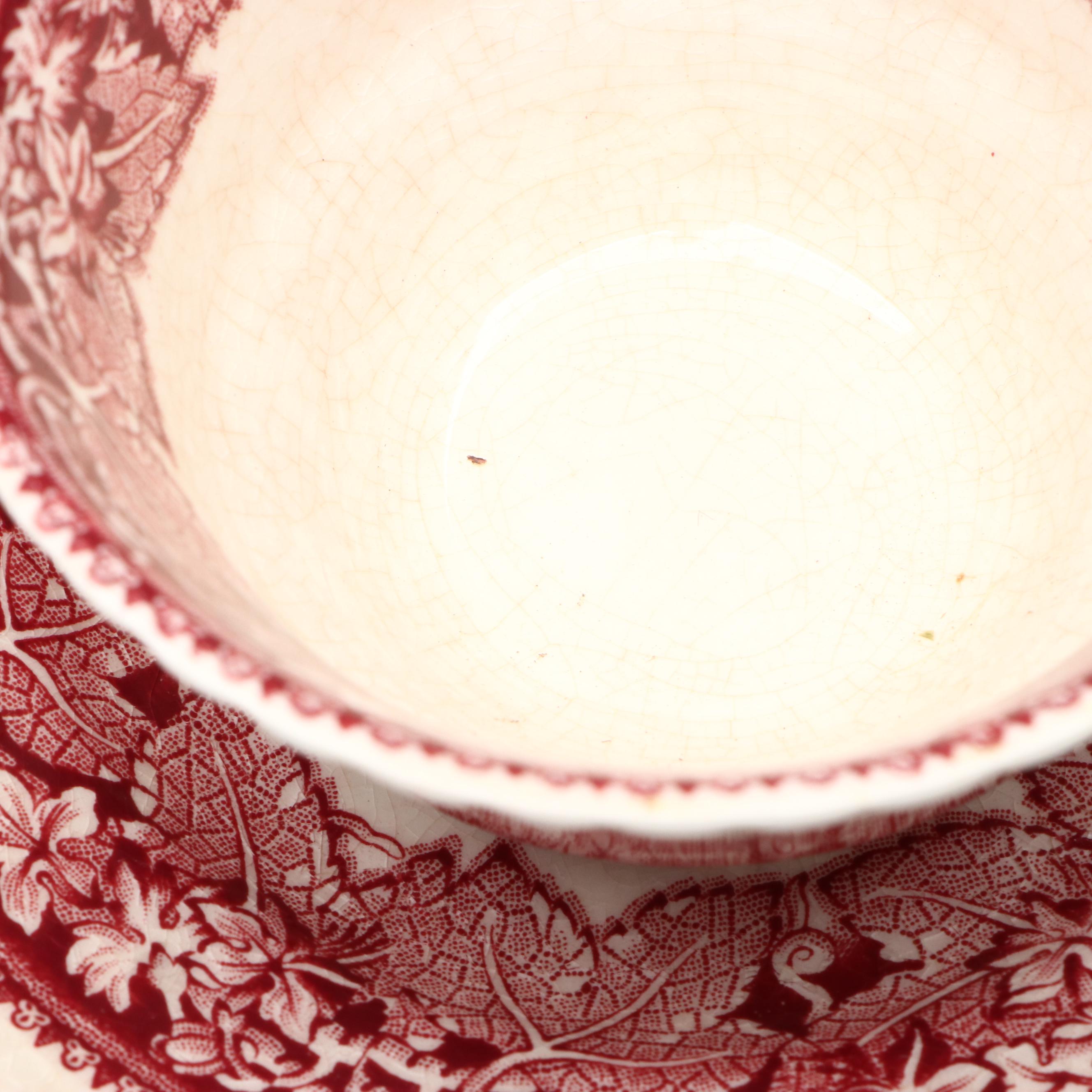 Mason's "Vista" Pink Ironstone China Dinnerware, Mid-20th Century