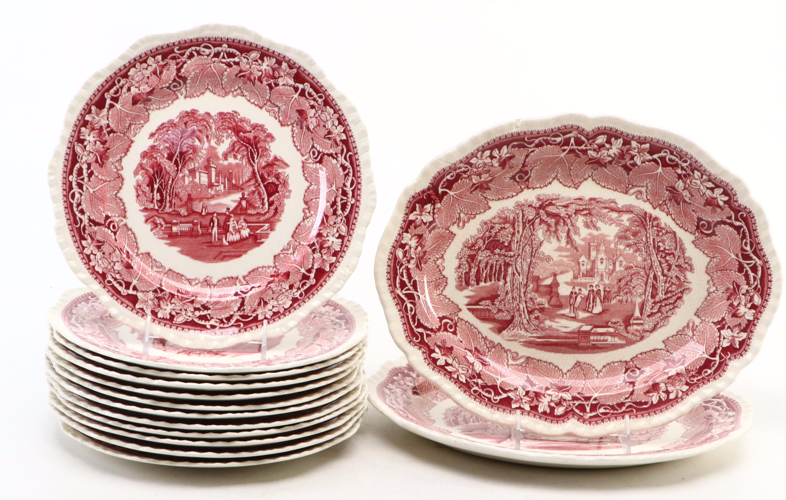 Mason's "Vista" Pink Ironstone China Dinnerware, Mid-20th Century