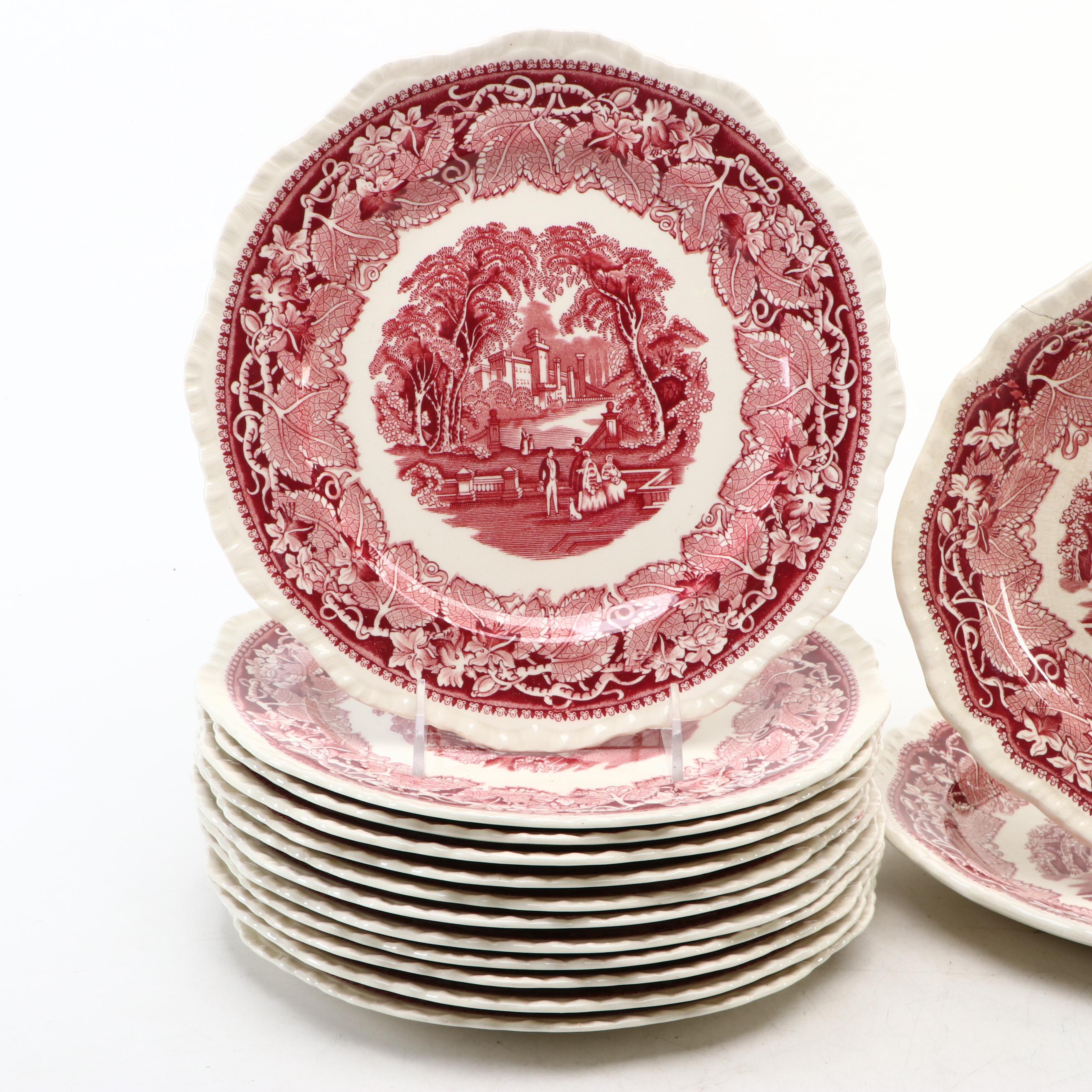 Mason's "Vista" Pink Ironstone China Dinnerware, Mid-20th Century