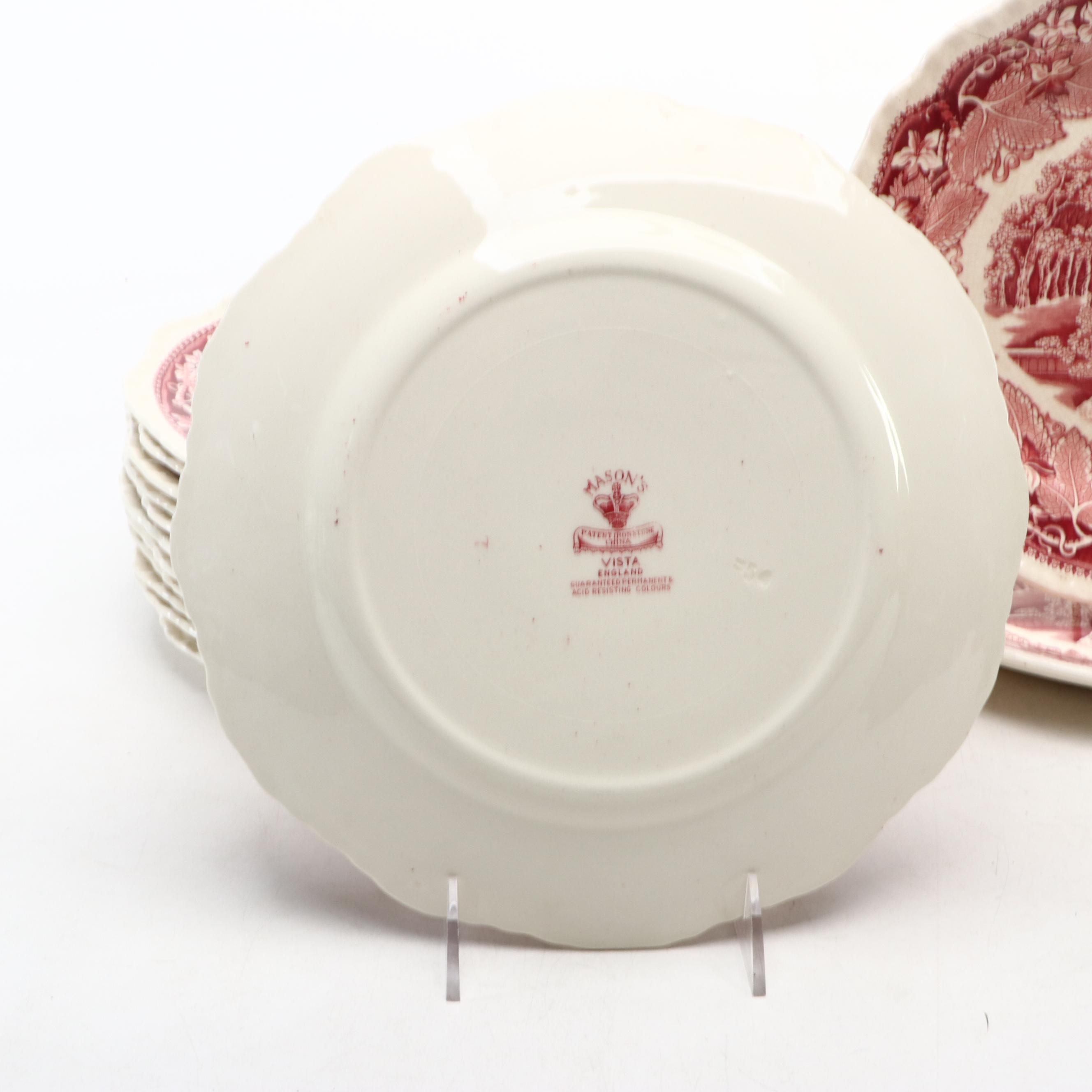 Mason's "Vista" Pink Ironstone China Dinnerware, Mid-20th Century