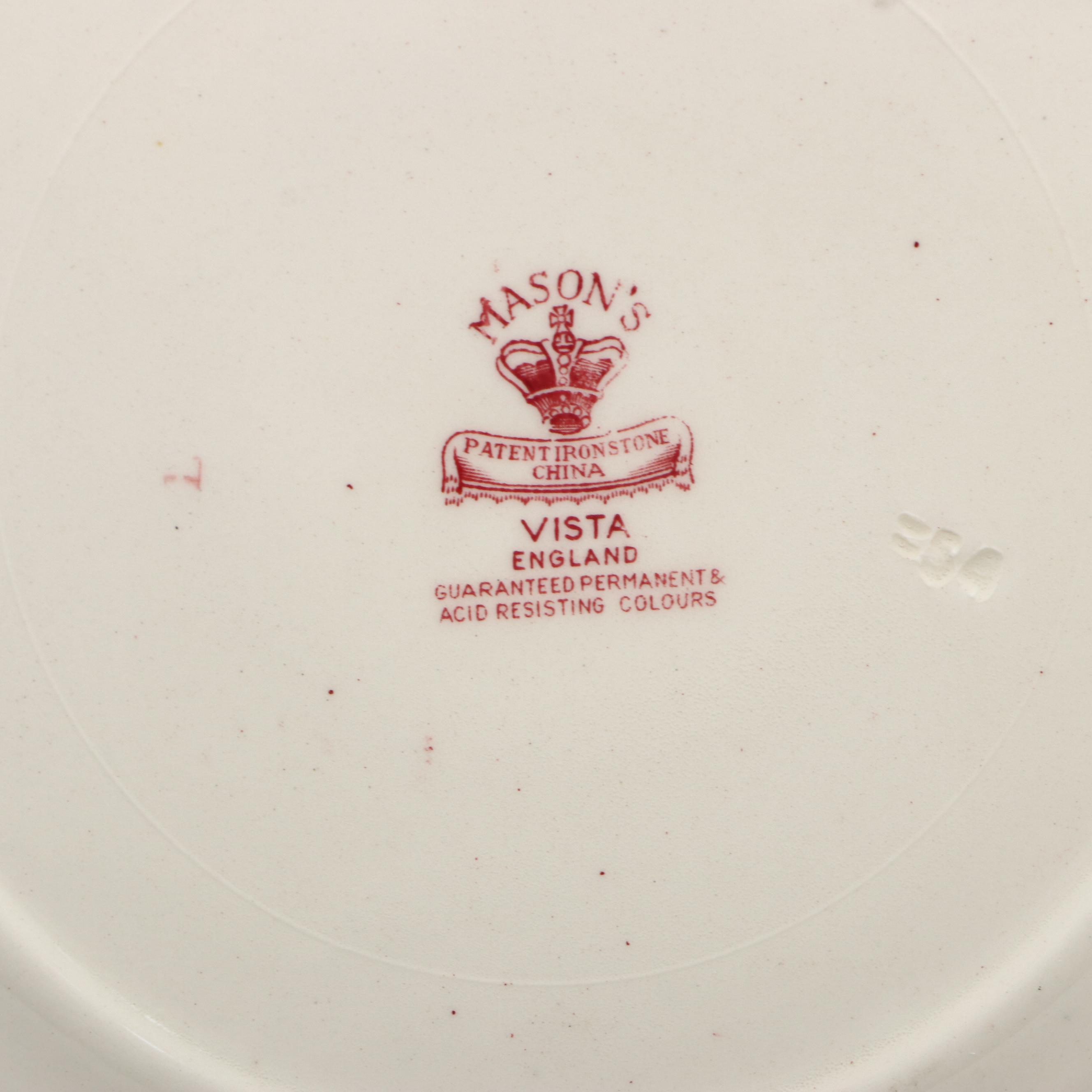 Mason's "Vista" Pink Ironstone China Dinnerware, Mid-20th Century