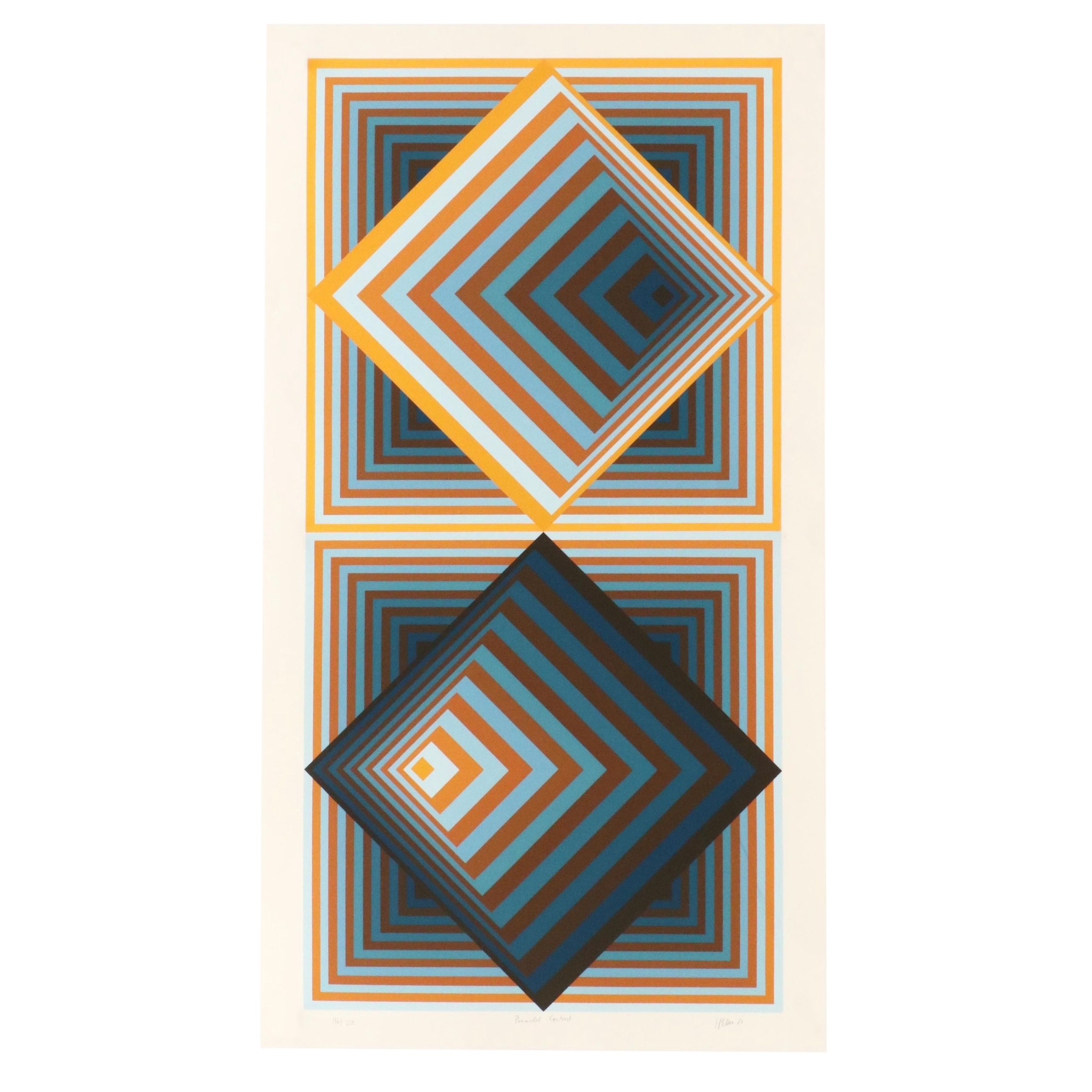 Jürgen Peters Op Art Serigraph "Pyramidal Contrast," 1981