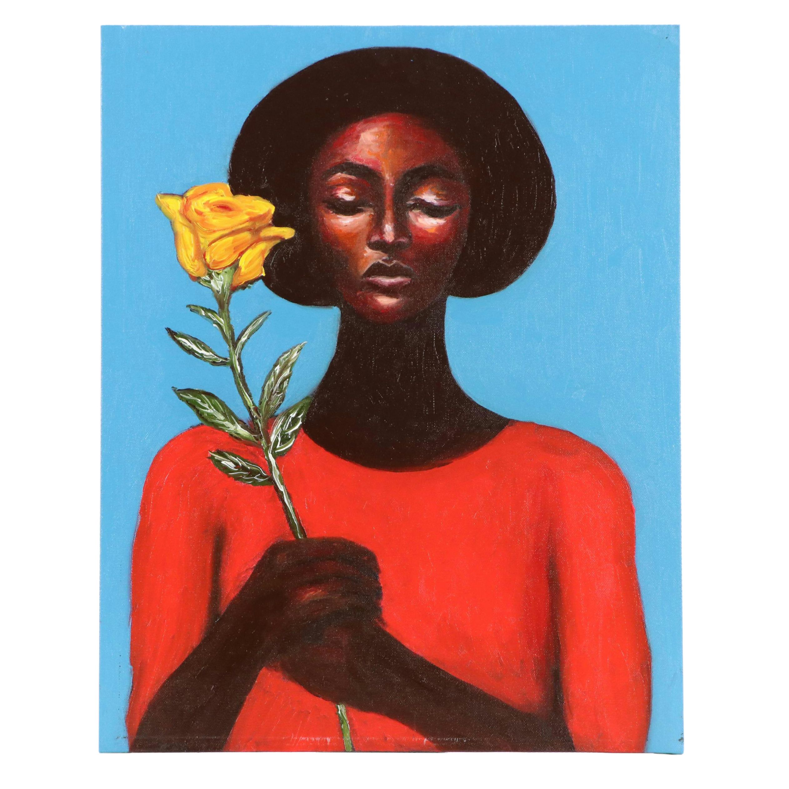 Oluwakemi Omowaire Oil Portrait "Fortitude.," 21st Century