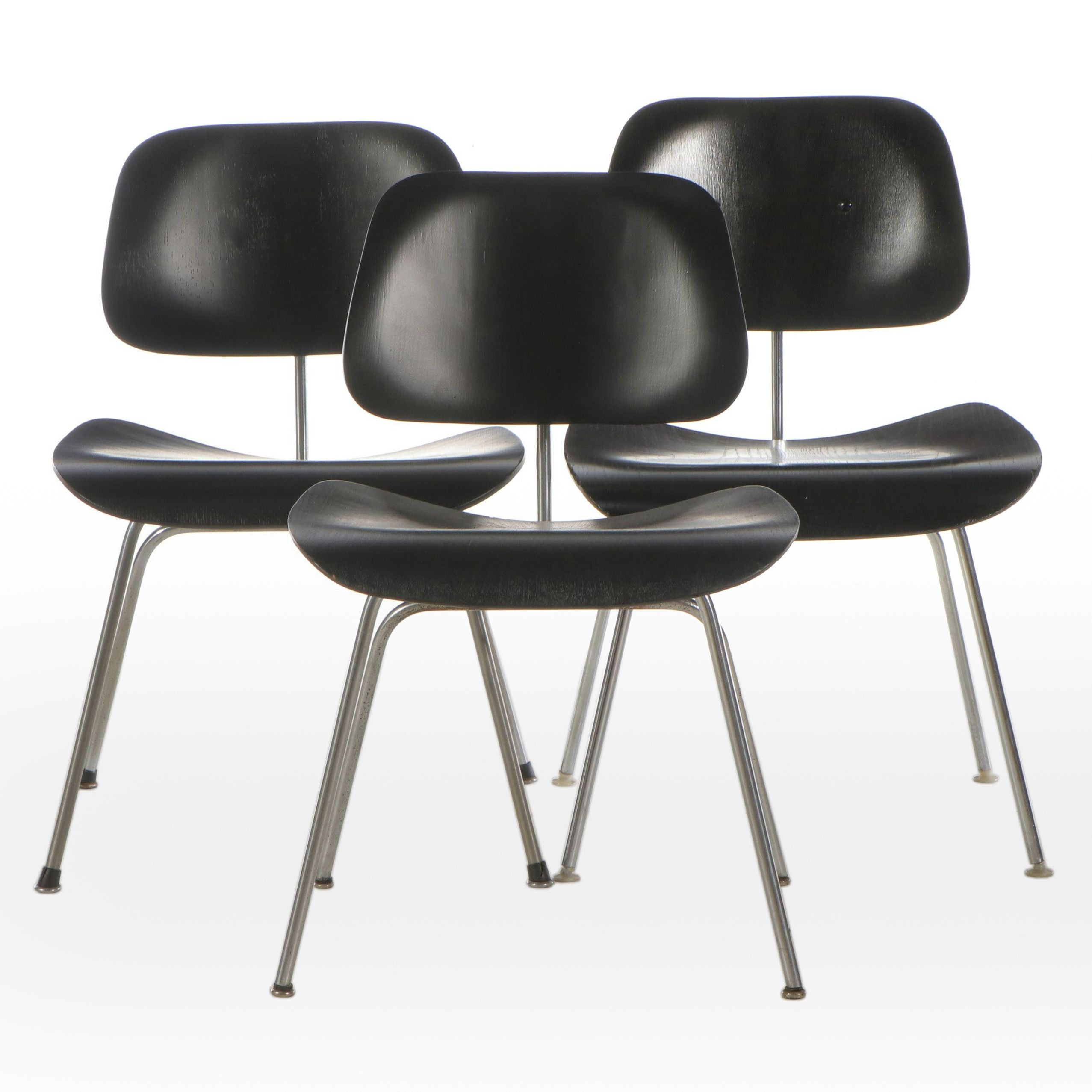 Three Charles and Ray Eames for Herman Miller "DCM" Formed Wood Dining Chairs
