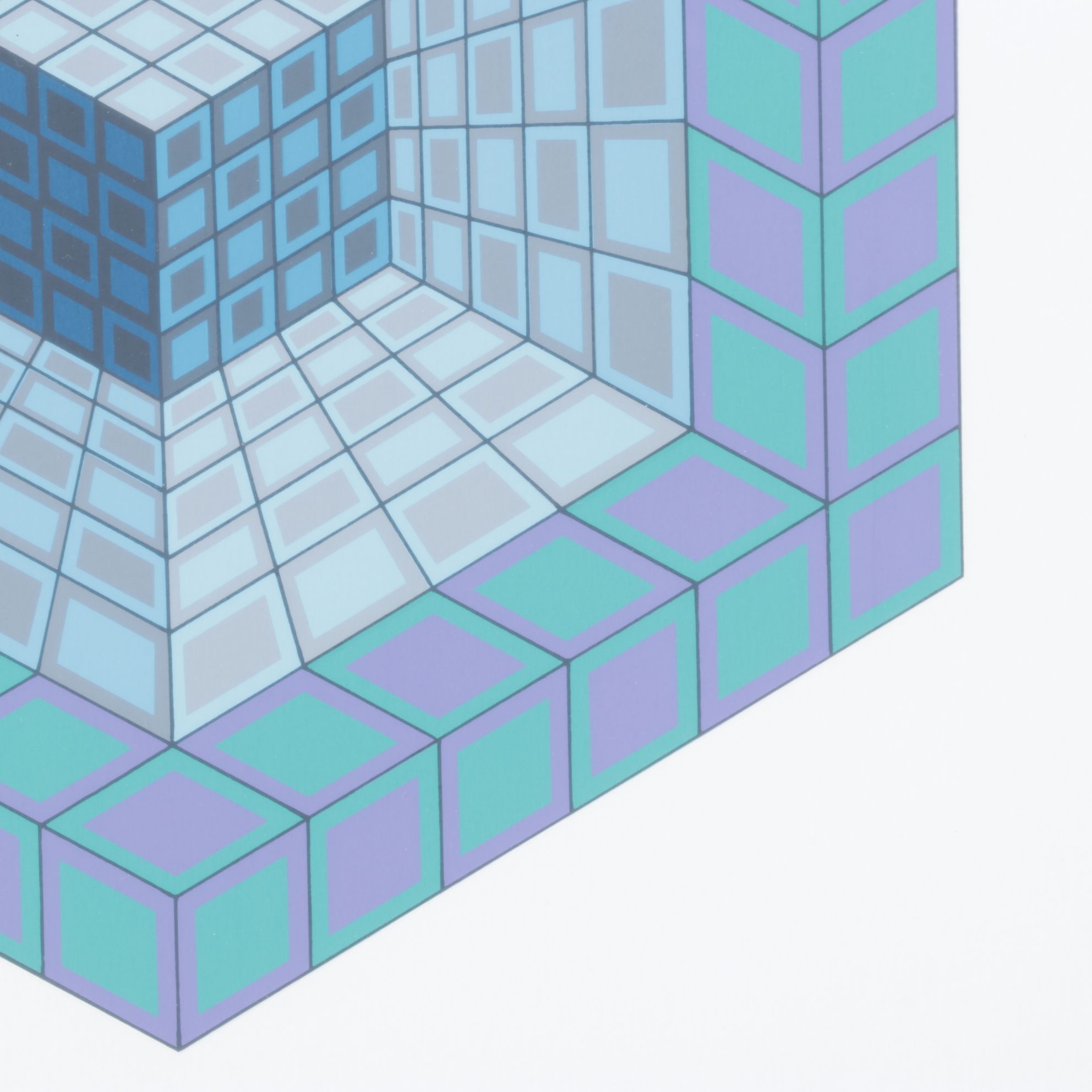 Victor Vasarely Serigraph Optical Art of a Cube in a Hexagon, Late 20th Century