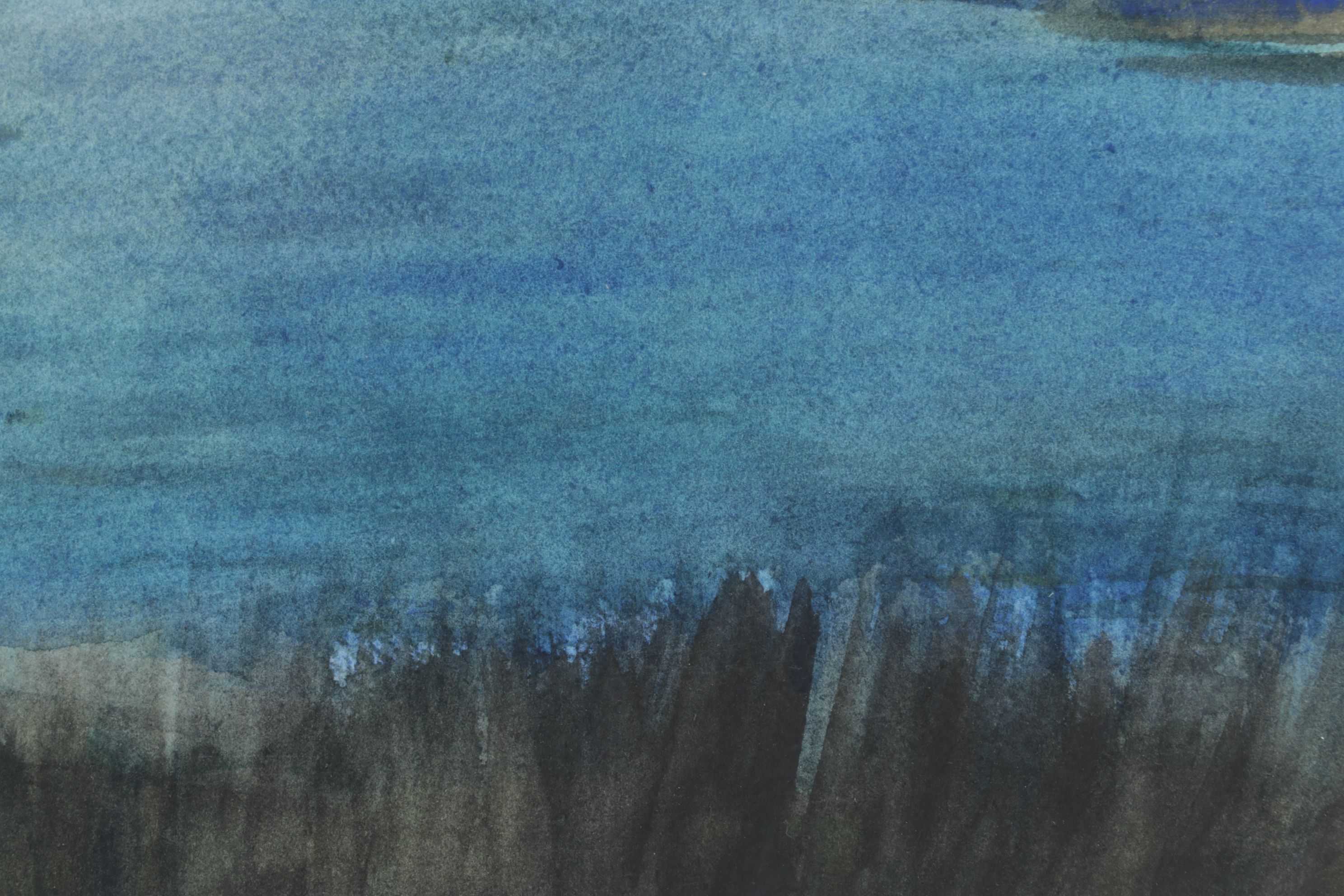 Karen North Wells Watercolor Painting of Wetland Landscape at Sunrise