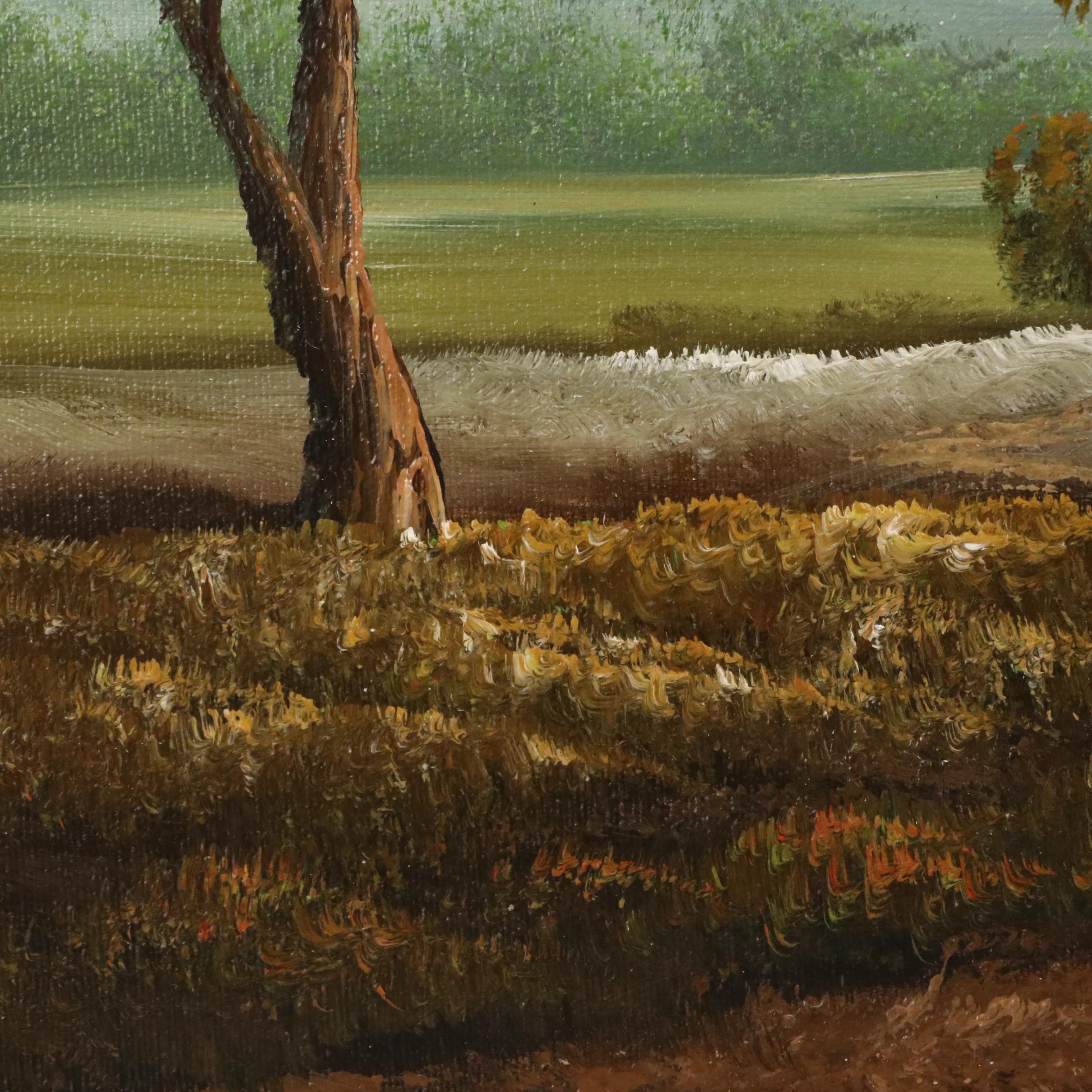 Nass Landscape Oil Painting with Cottage in Plains