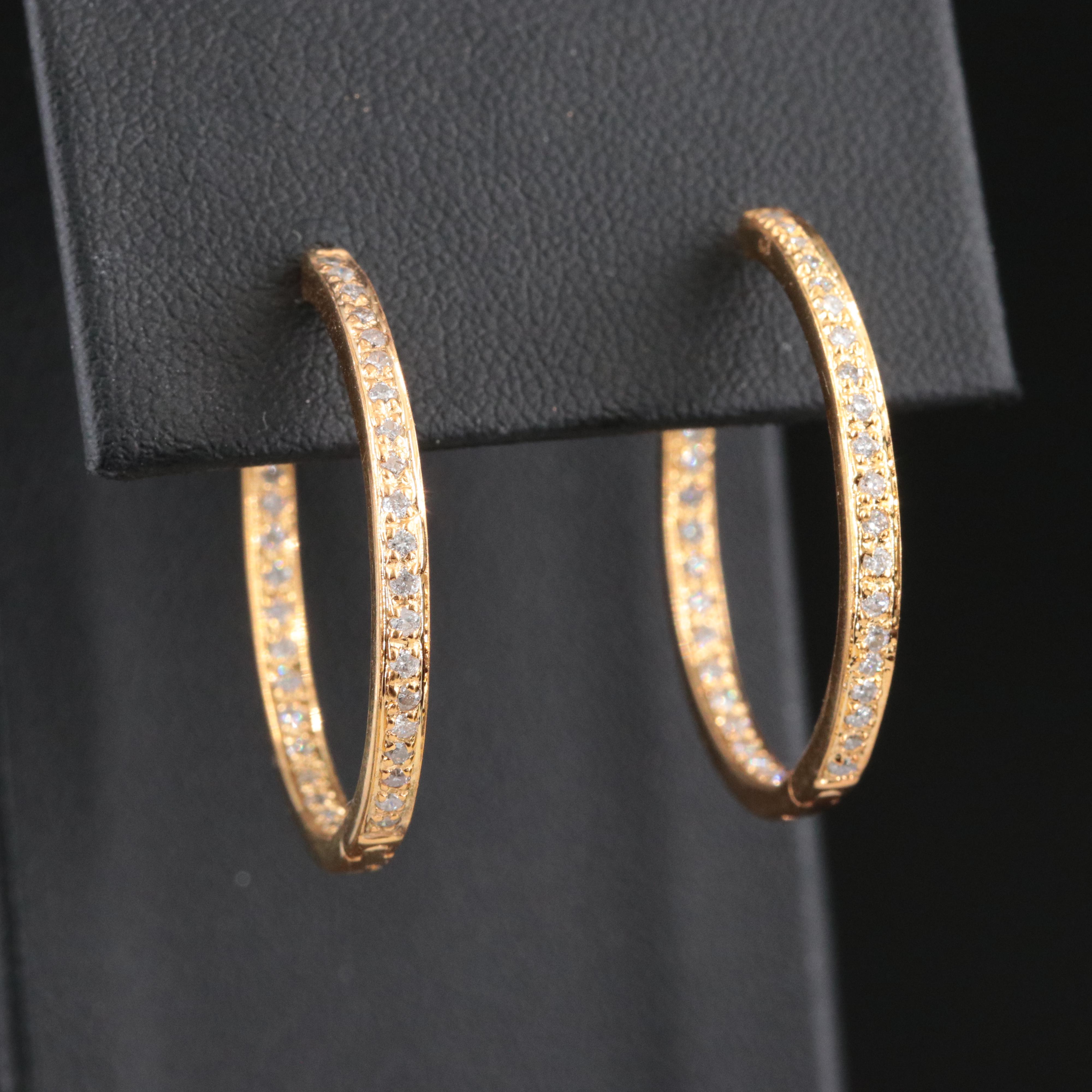 14K 0.75 CTW Diamond Inside-Out Hoop Earrings
