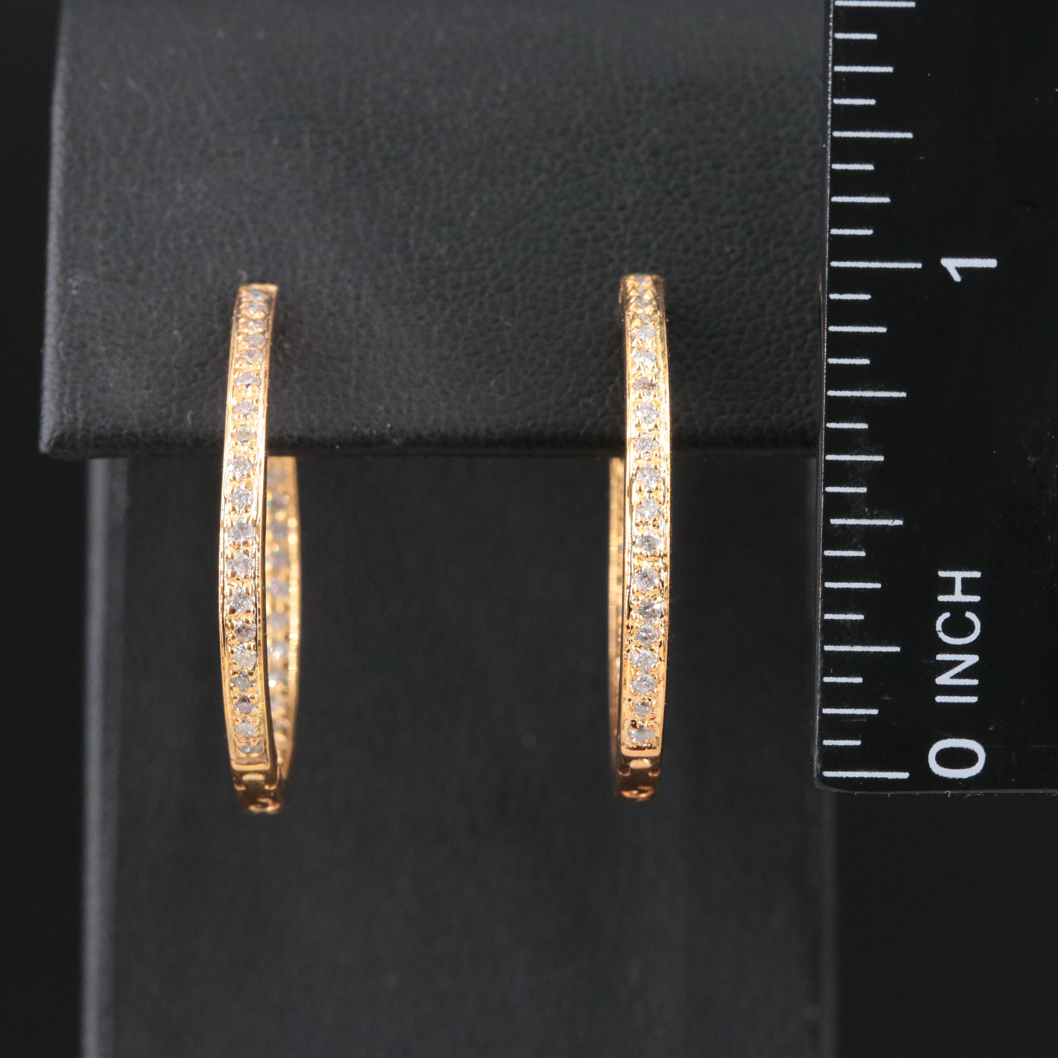 14K 0.75 CTW Diamond Inside-Out Hoop Earrings
