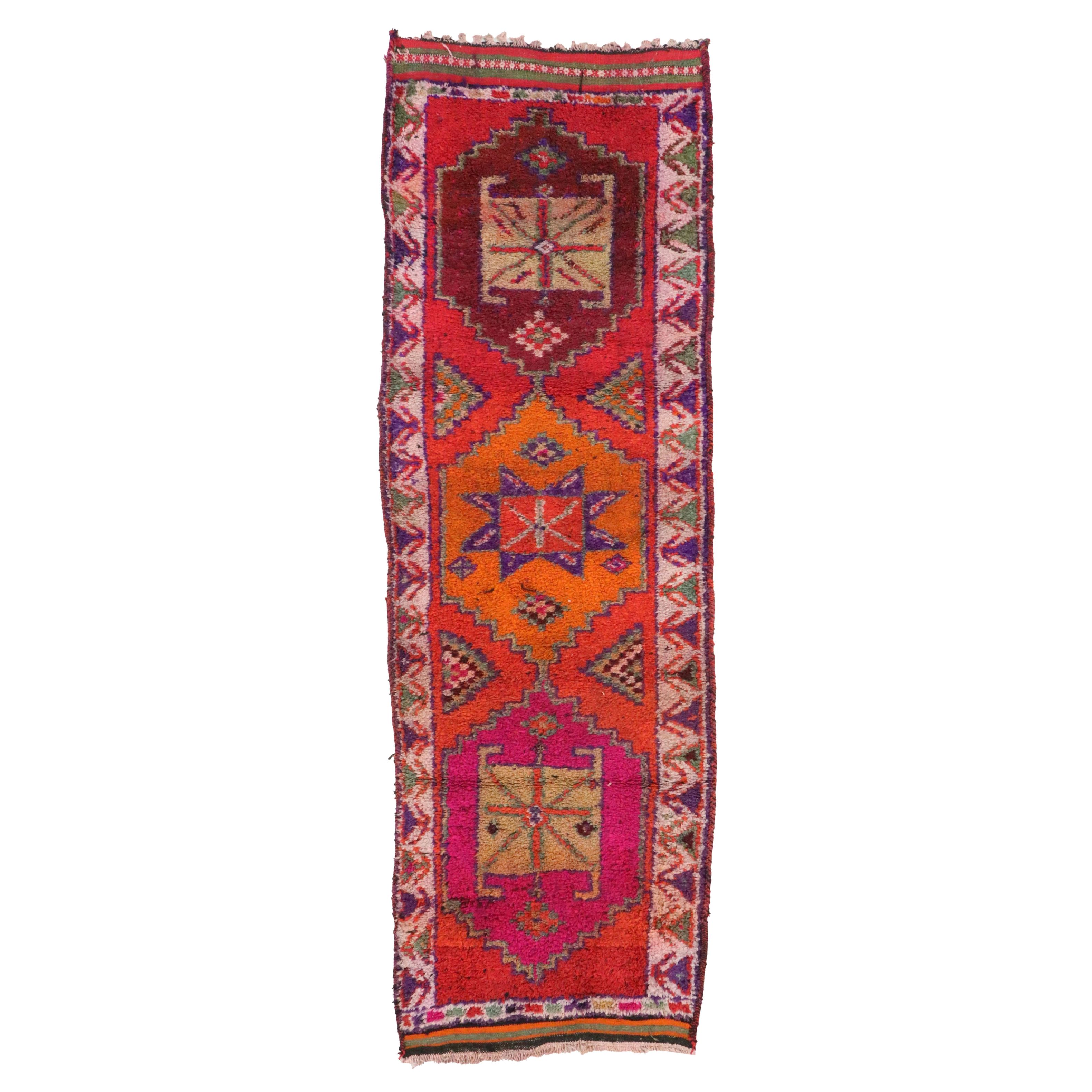 3'8 x 11'2 Hand-Knotted Turkish Village Long Rug