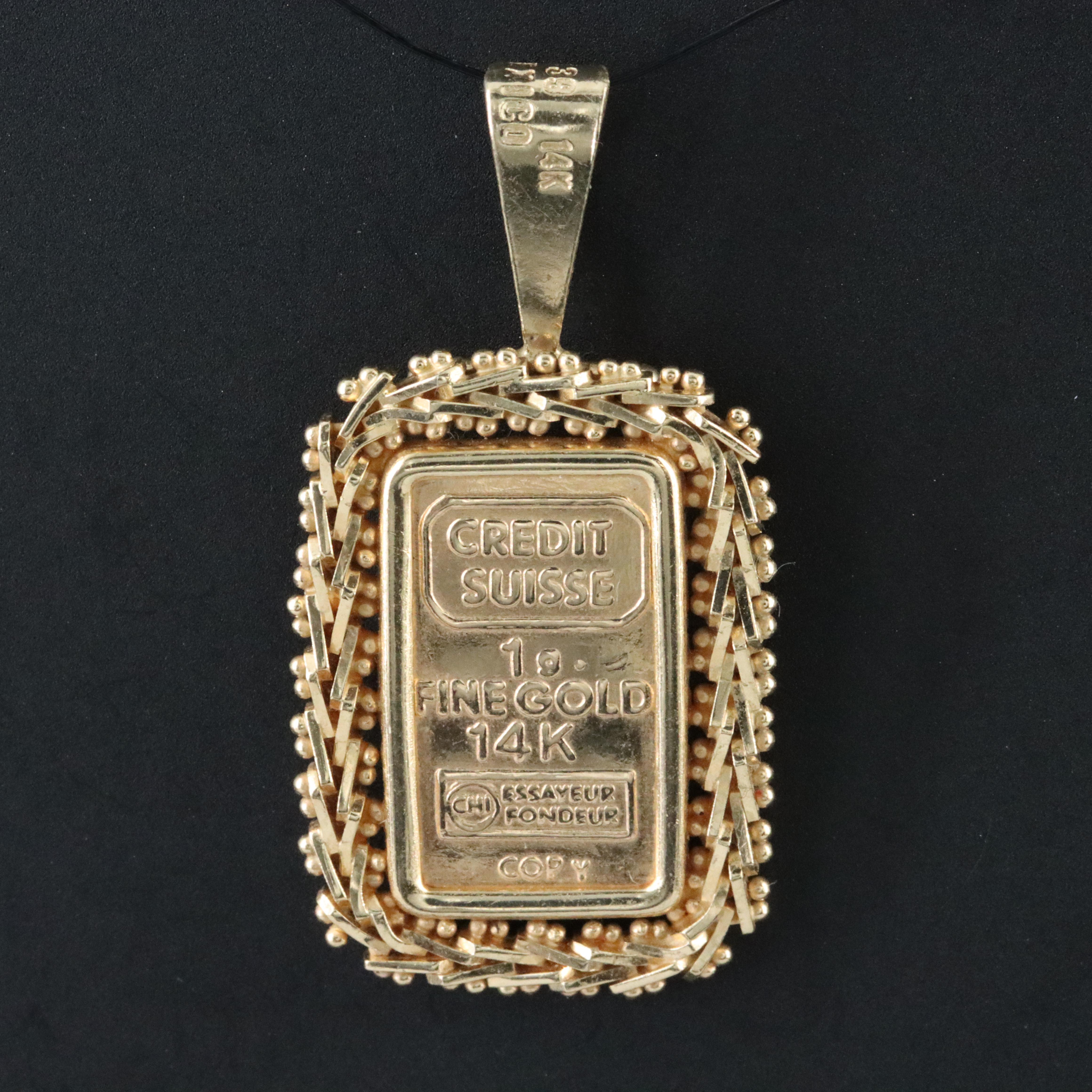 14K Replica Ingot Pendant