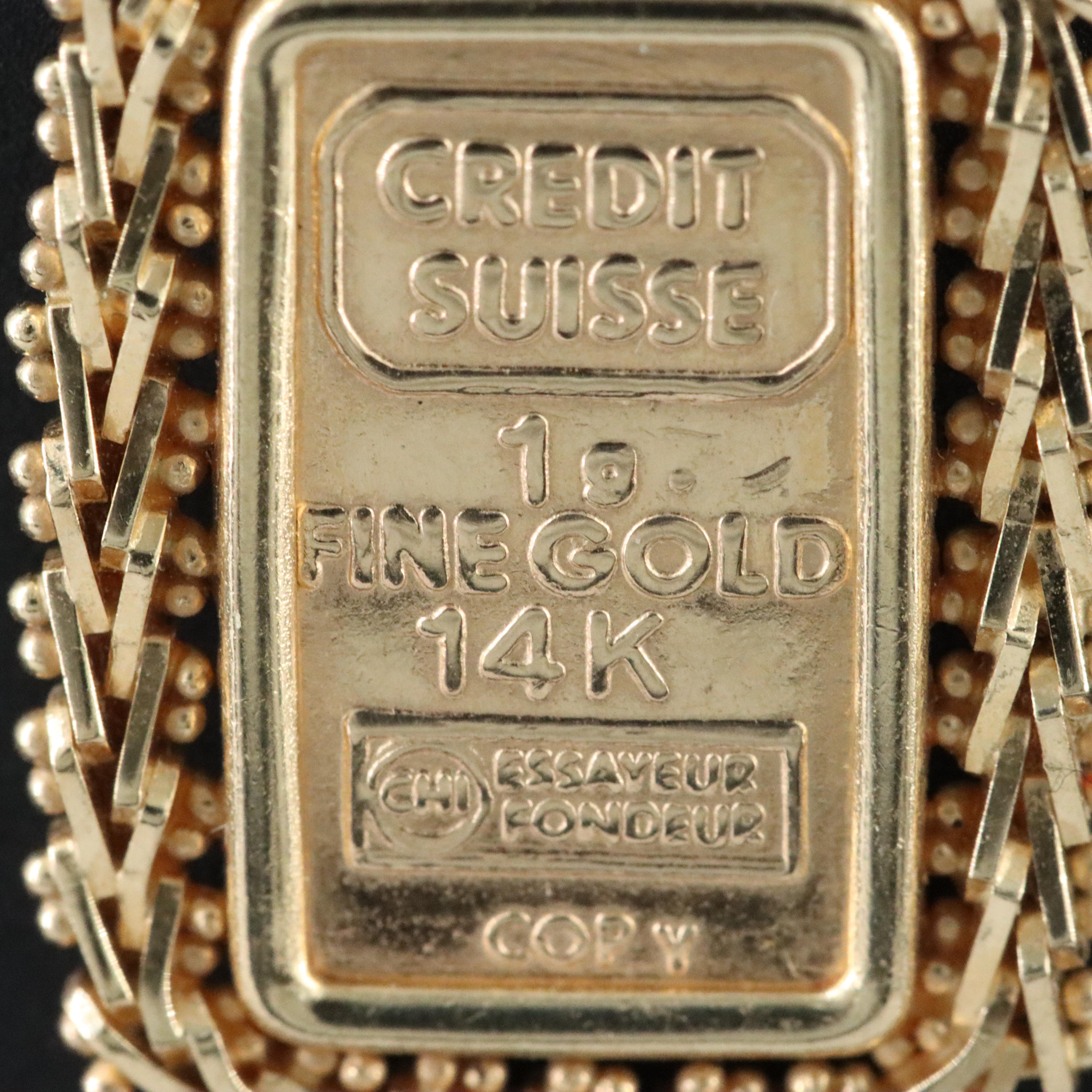 14K Replica Ingot Pendant