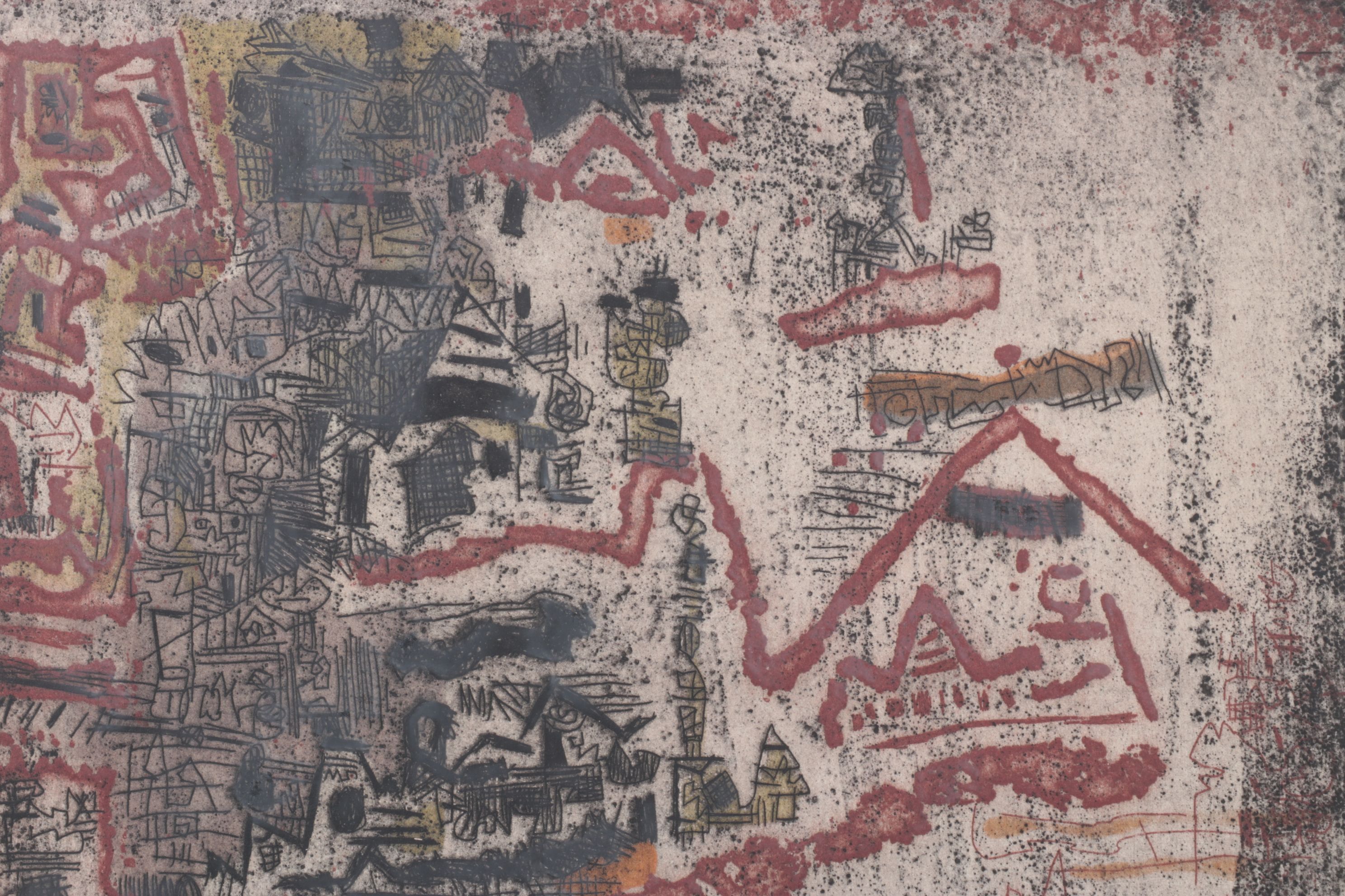 Ynez Johnston Abstract Etching "Beyond the Gobi", 1960