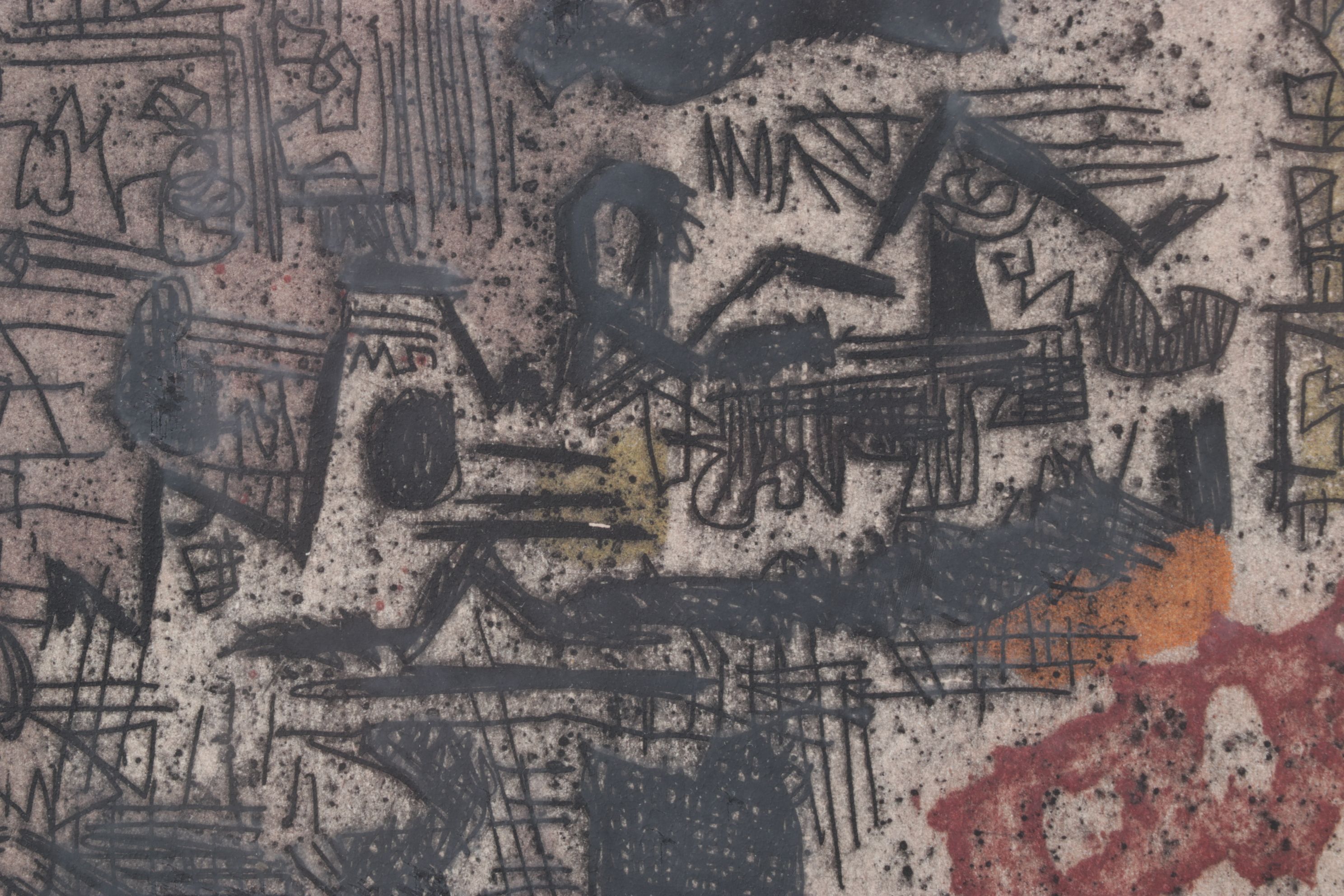 Ynez Johnston Abstract Etching "Beyond the Gobi", 1960