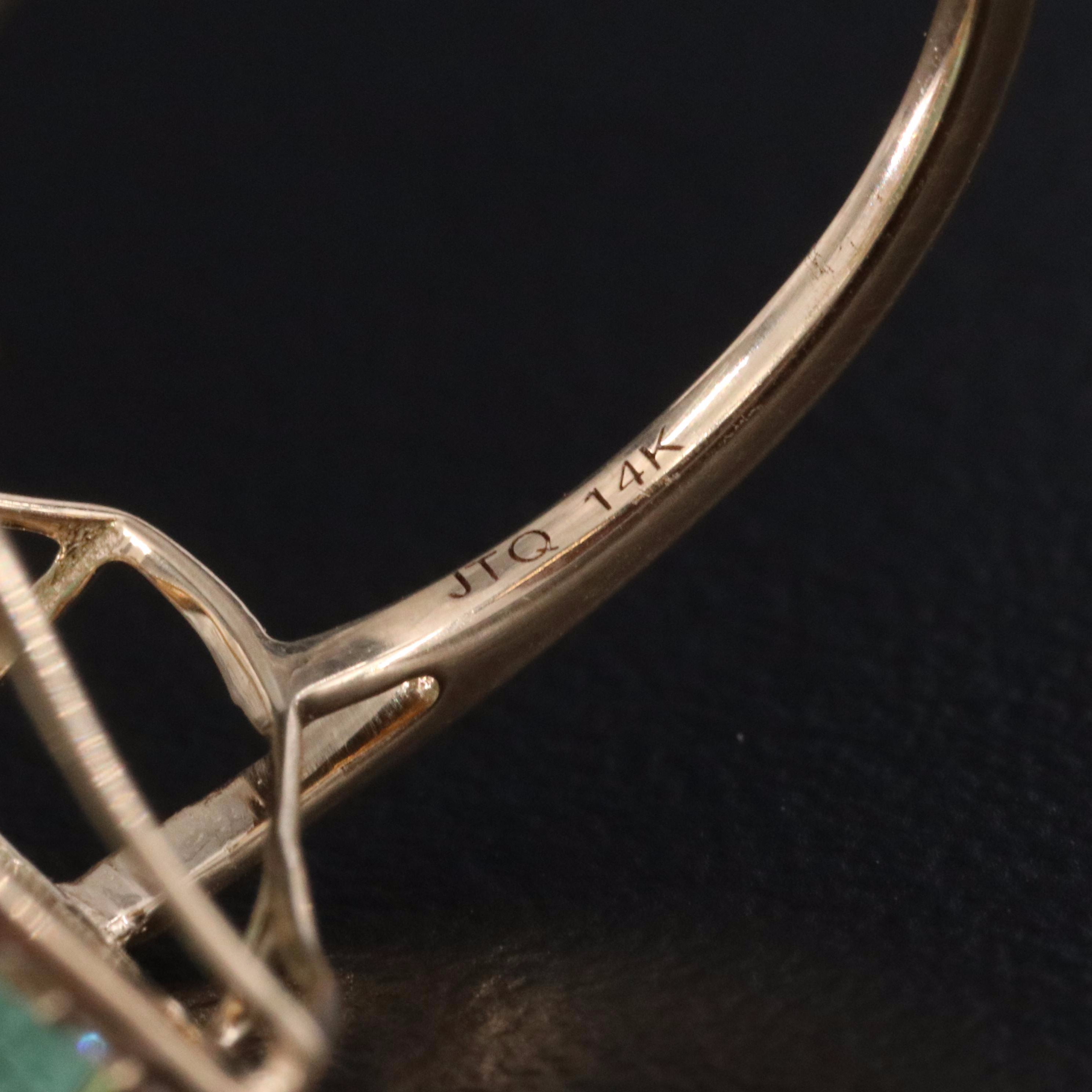 14K 6.54 CT Green Beryl and White Sapphire Ring